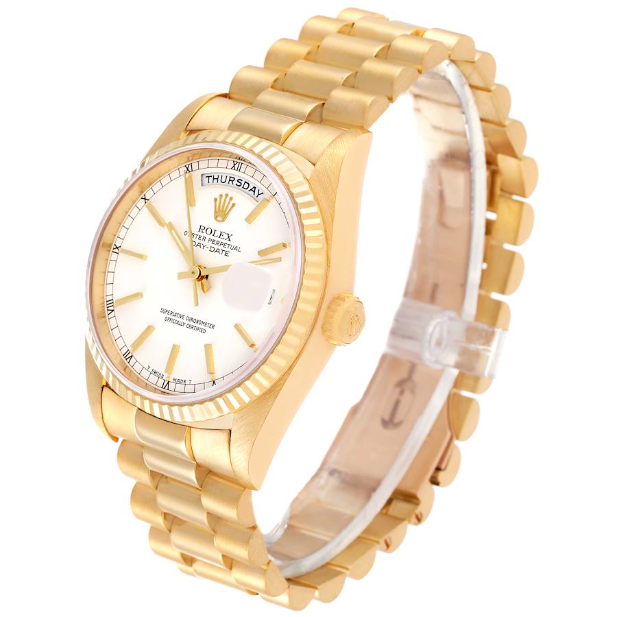 Rolex President Day Date Mm Yellow Gold White Dial Mens Watch