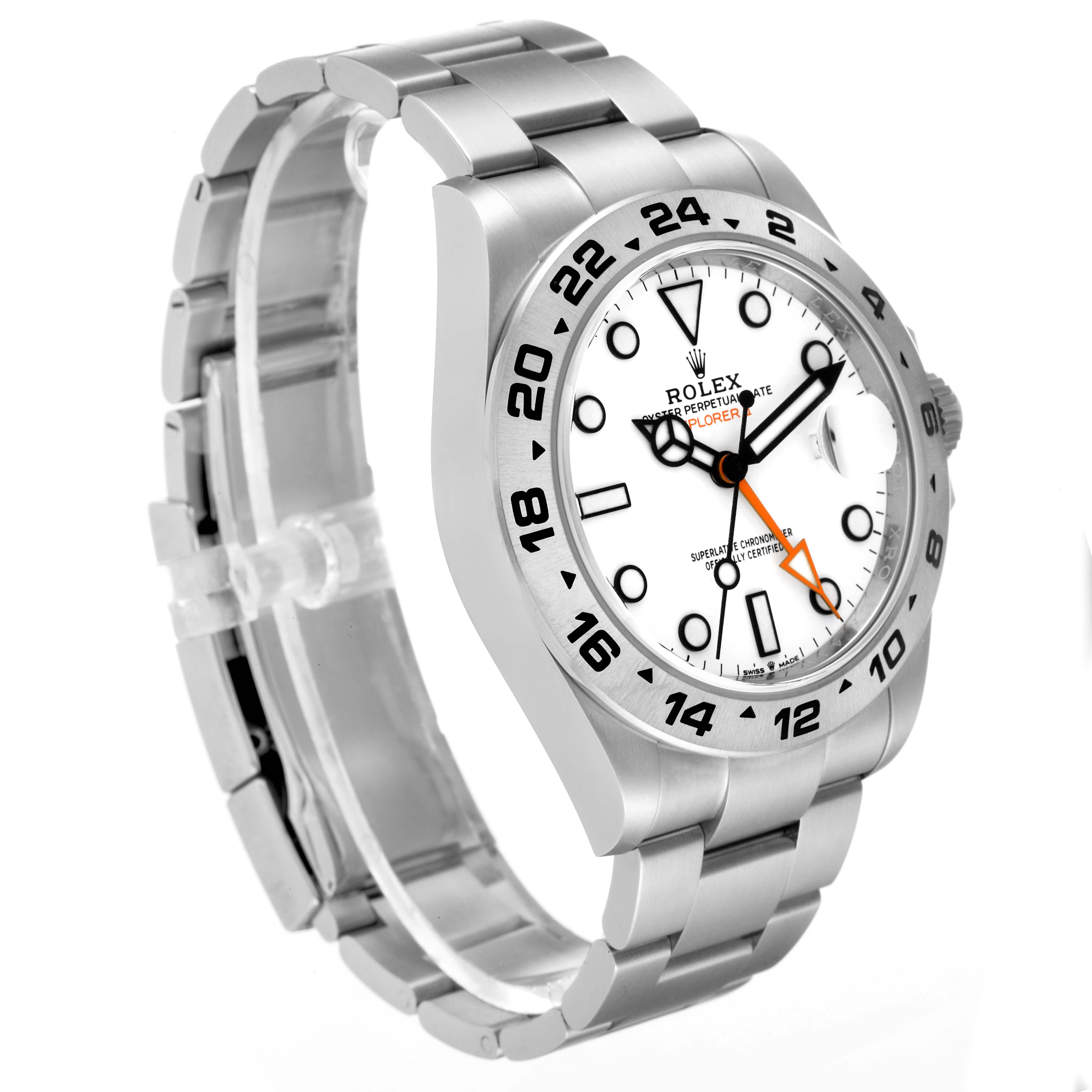 Rolex Explorer Ii White Dial Orange Hand Steel Mens Watch