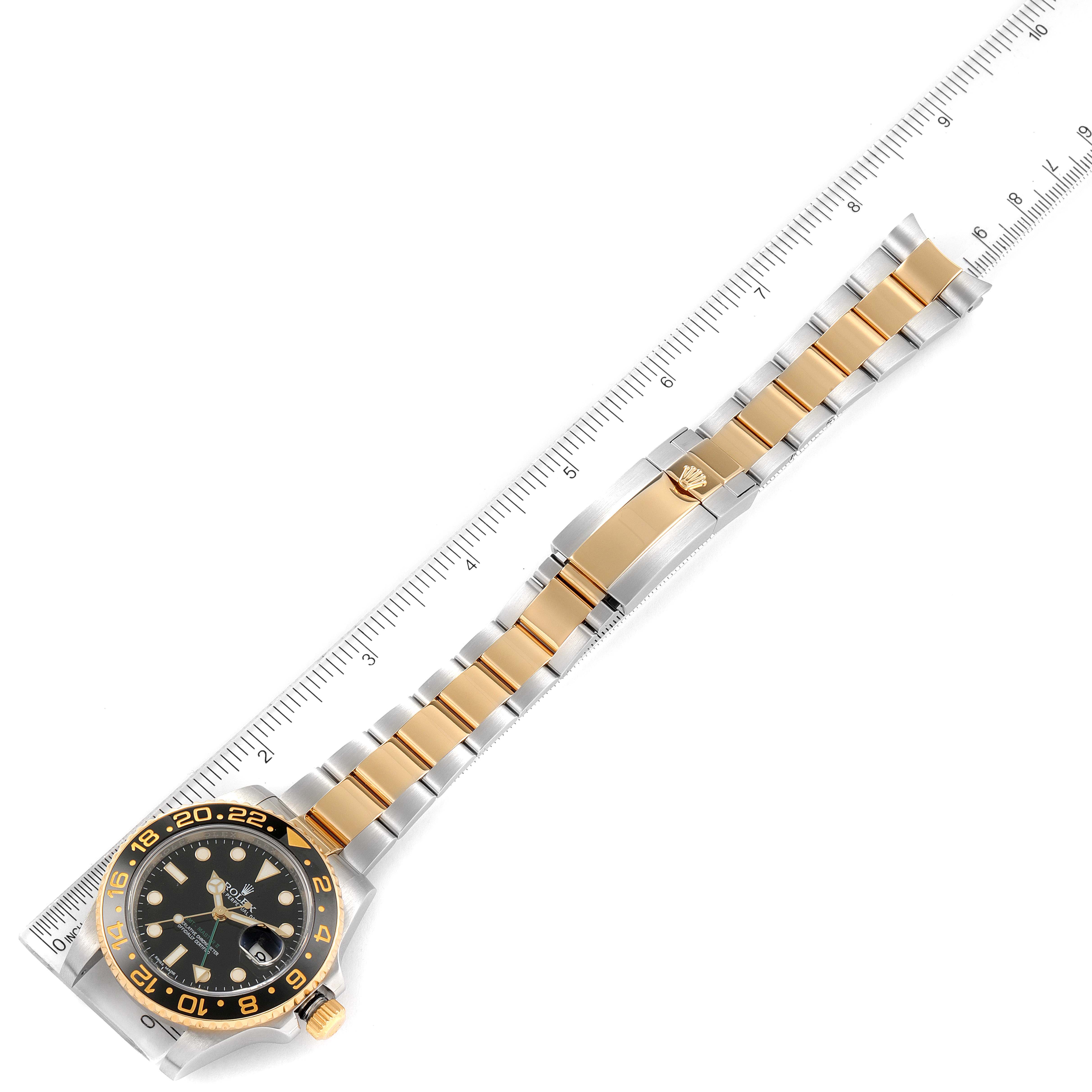 Rolex Gmt Master Ii Yellow Gold Steel Black Dial Mens Watch