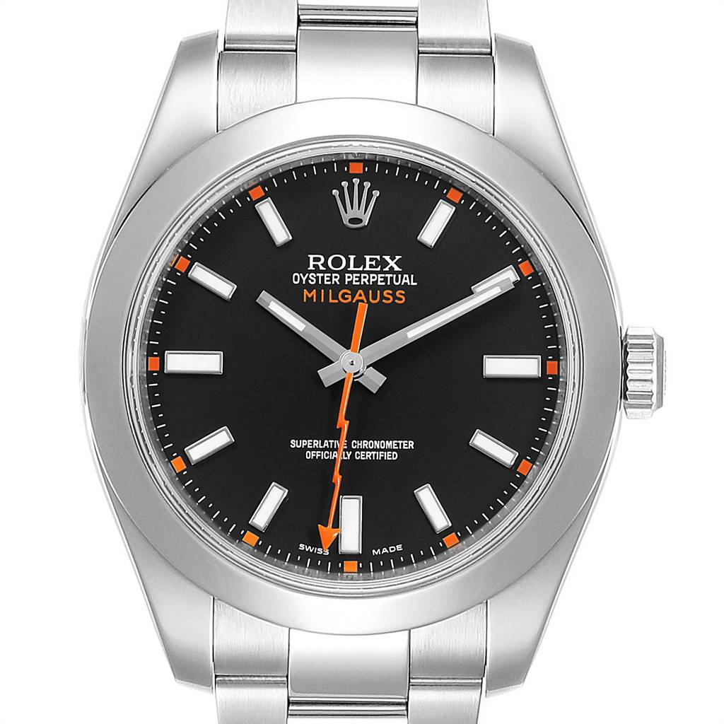 Rolex Milgauss Black Dial Domed Bezel Steel Mens Watch