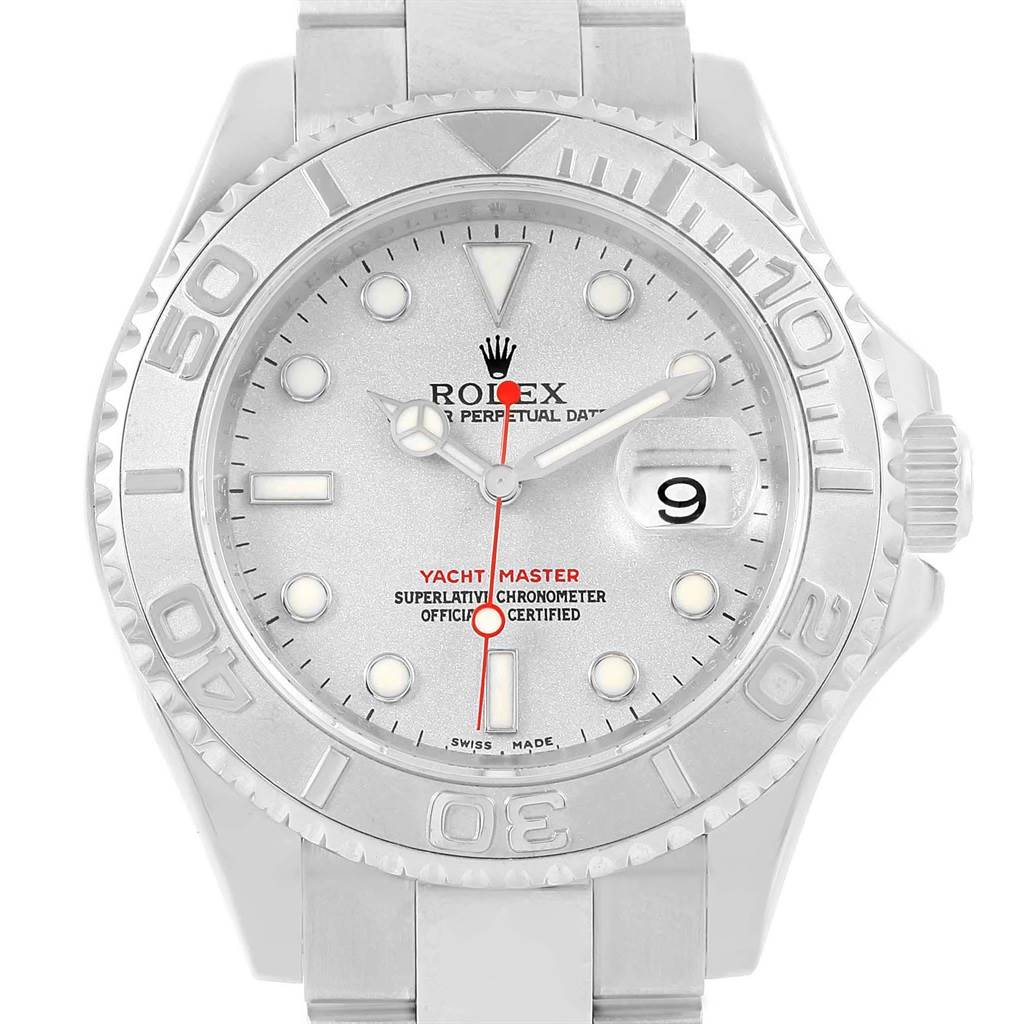 Rolex Yachtmaster Mm Steel Platinum Dial Bezel Mens Watch