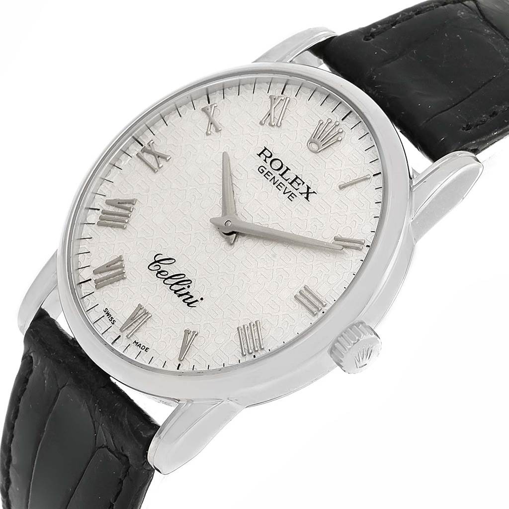 Rolex Cellini Classic K White Gold Silver Jubilee Dial Watch