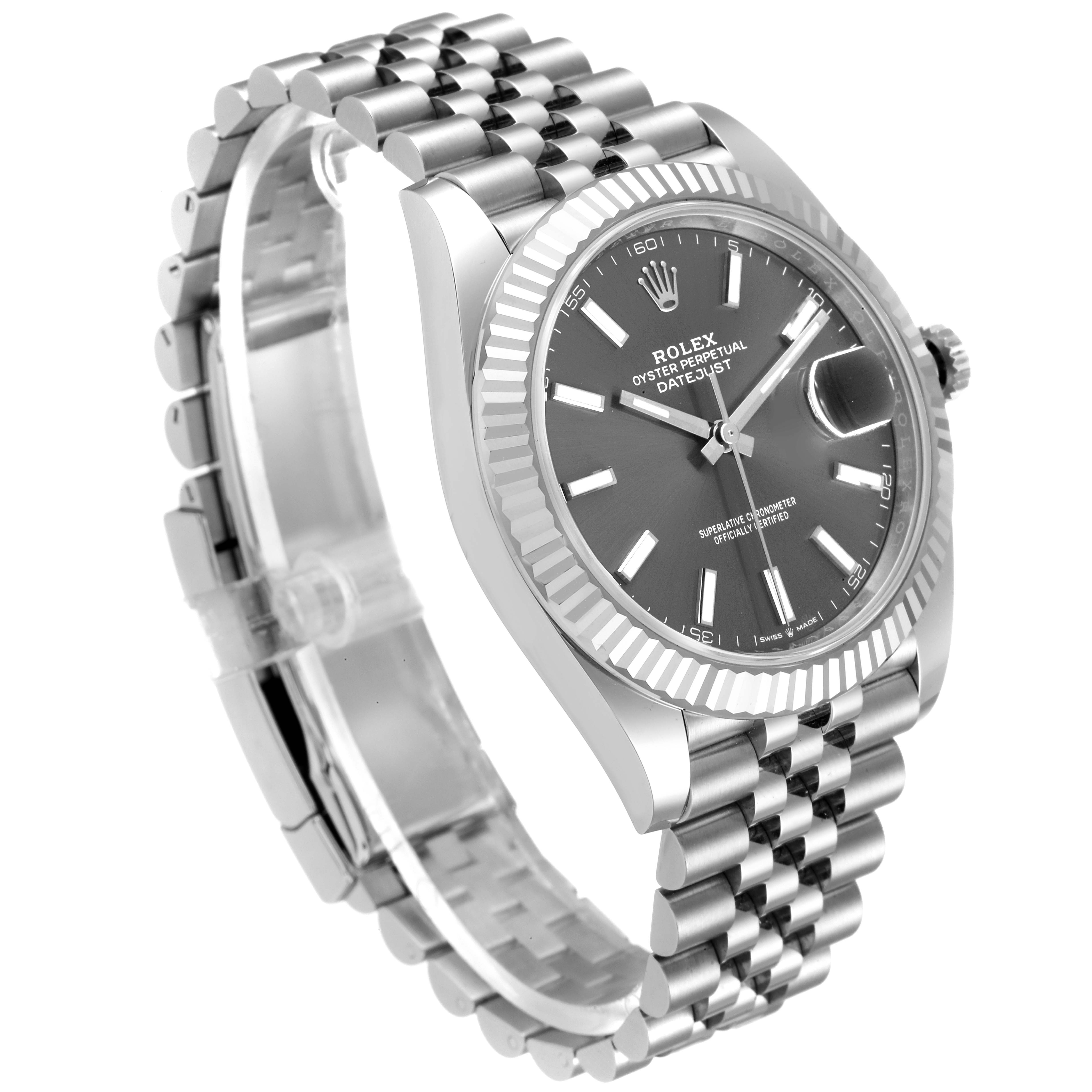 Rolex Datejust 41 Steel White Gold Rhodium Dial Mens Watch 126334