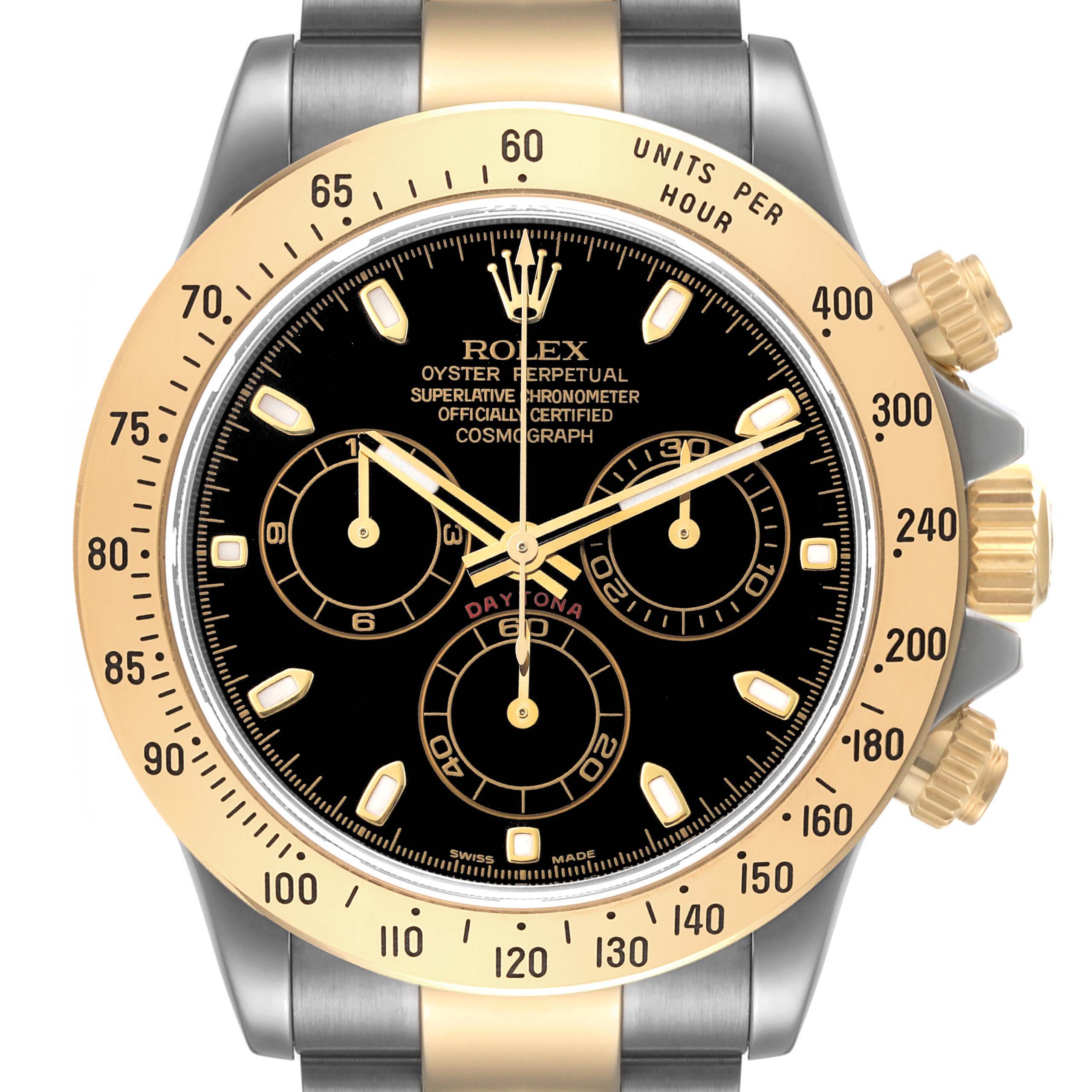 Rolex Daytona Steel Yellow Gold Black Dial Mens Watch