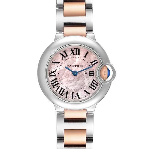 Photo of Cartier Ballon Bleu Steel Rose Gold Pink Mother Of Pearl Dial Ladies Watch W6920034 Box Papers
