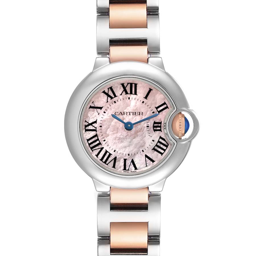 Cartier Ballon Bleu Steel Rose Gold Pink Mother Of Pearl Dial Ladies Watch W6920034 Box Papers SwissWatchExpo
