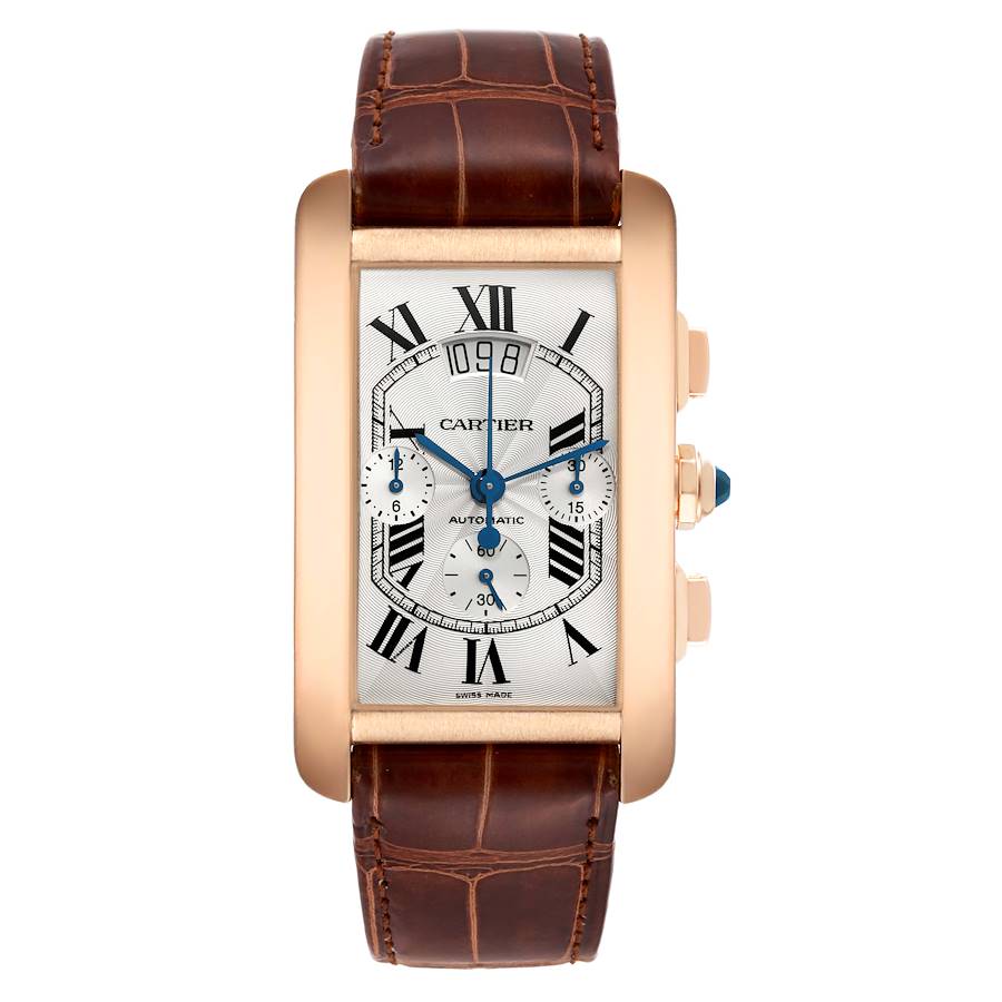 Cartier Tank Americaine XL Chronograph Rose Gold Mens Watch