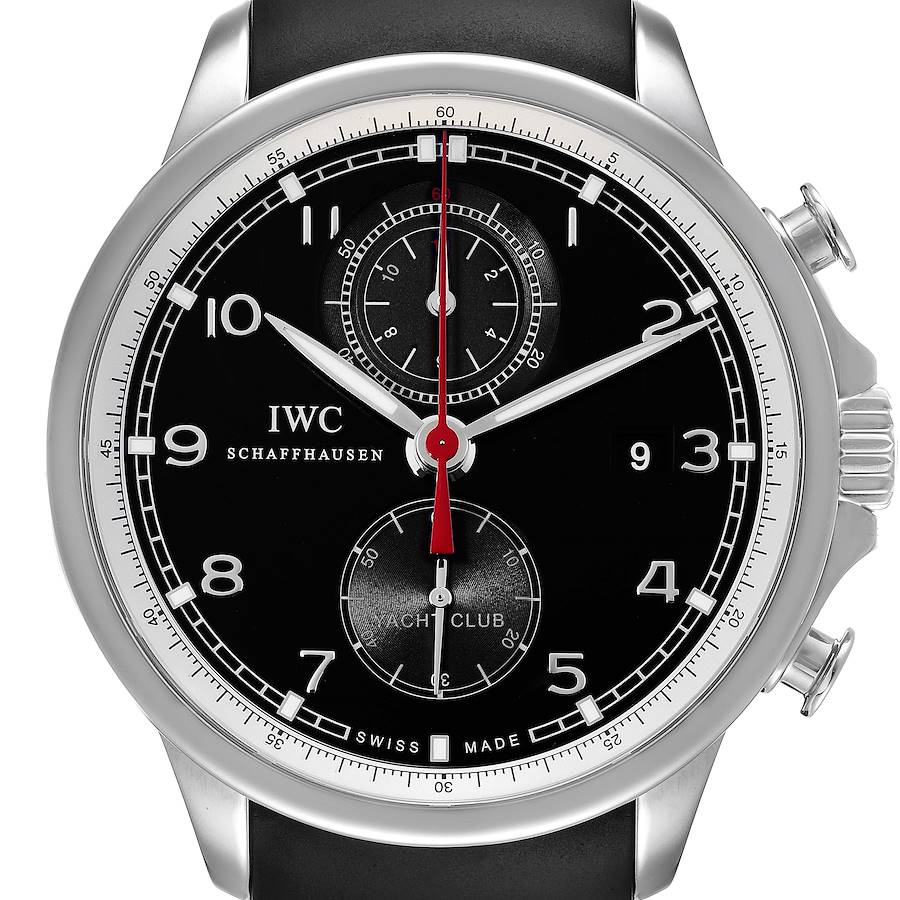 IWC Portuguese Yacht Club Chronograph Black Dial Steel Mens Watch IW390210 SwissWatchExpo
