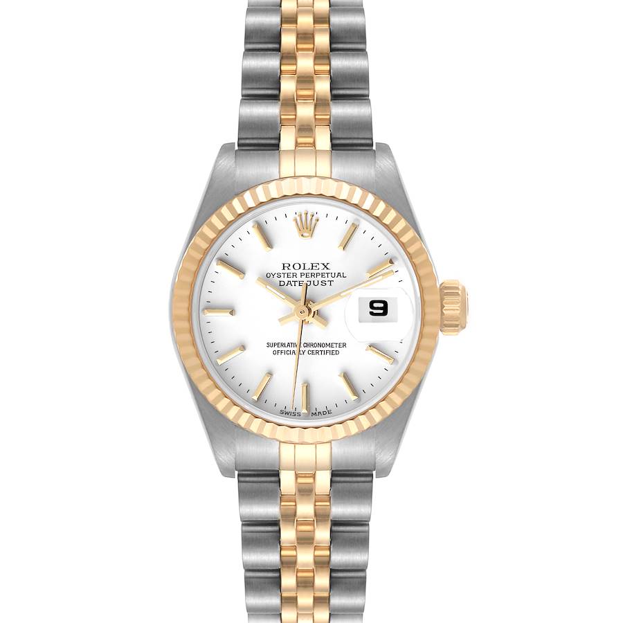 Rolex Datejust 26 Steel Yellow Gold White Dial Ladies Watch 79173 Box Papers SwissWatchExpo