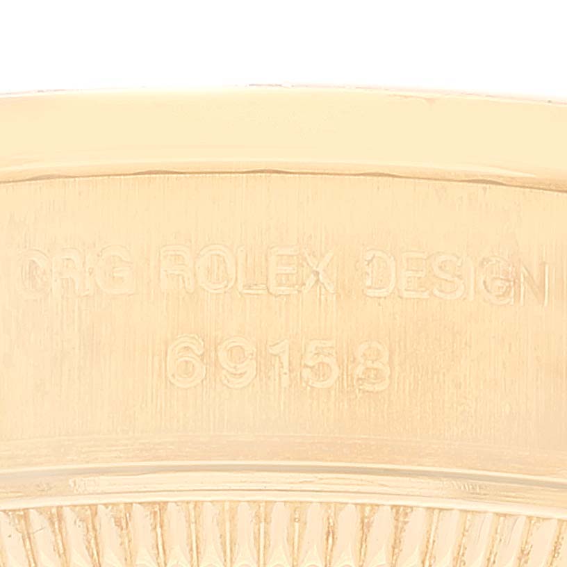 This close-up image shows the side engraving with the model number on the President model by Rolex.