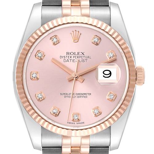 Photo of Rolex Datejust Steel Rose Gold Pink Diamond Dial Mens Watch 116231