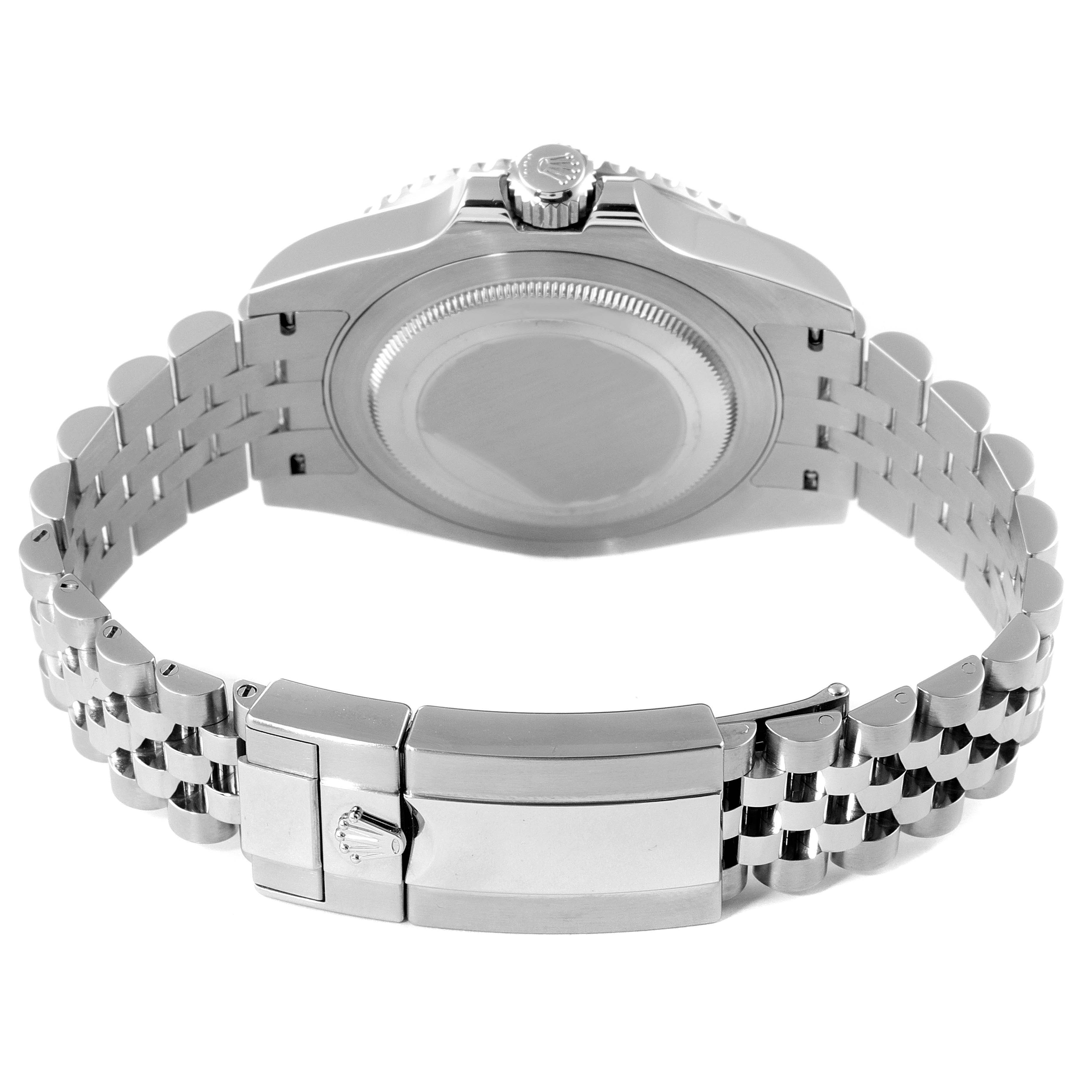 This image shows the back case and bracelet of a Rolex GMT-Master 126710 Men
s Stainless Steel Black Dial 126710 Men
s Stainless Steel Black Dial watch, viewed from the rear.