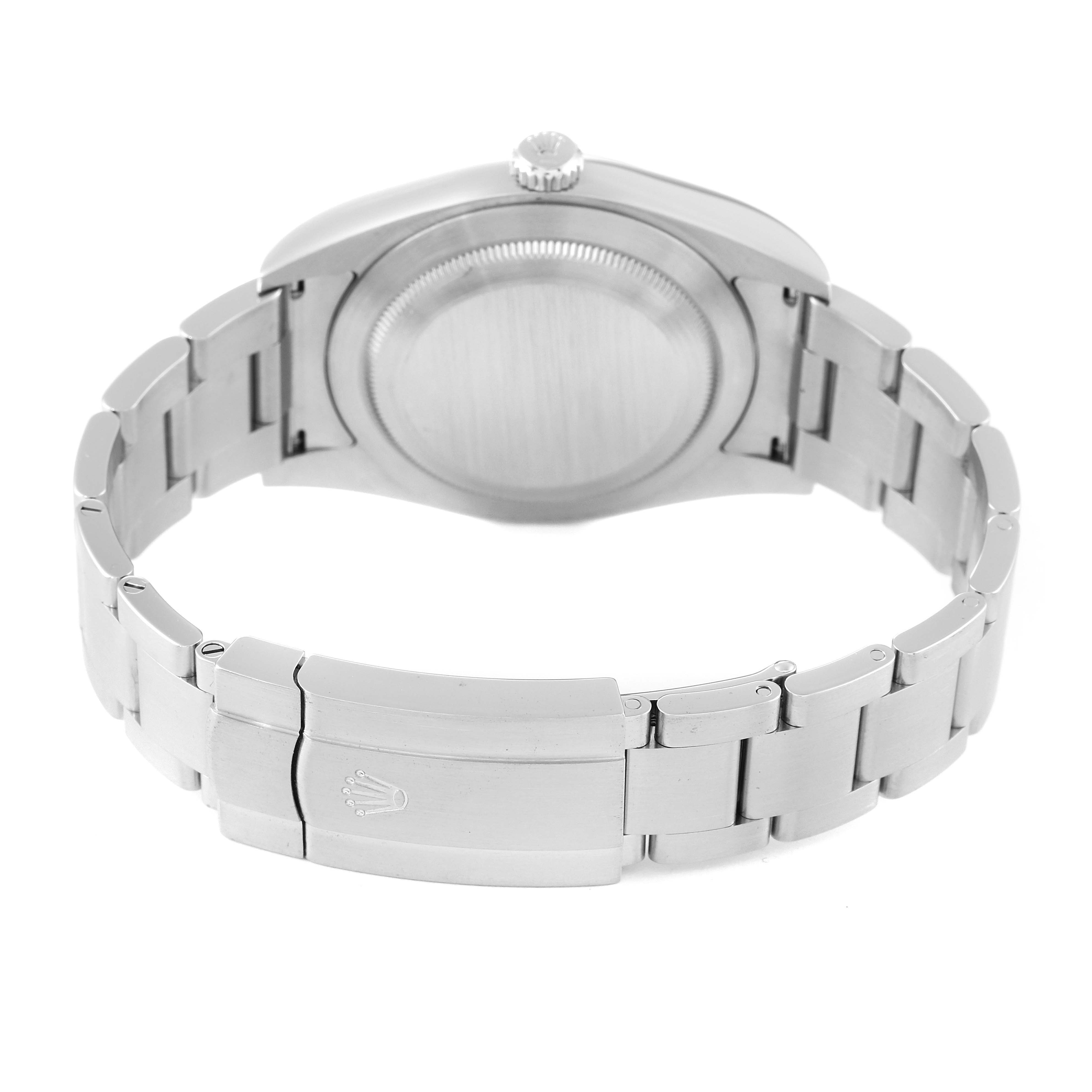 This image shows the back case and metal bracelet of a Rolex Oyster Perpetual 114300 Men's Stainless Steel Grey Dial 114300 Men's Stainless Steel Grey Dial watch, viewed from the rear.