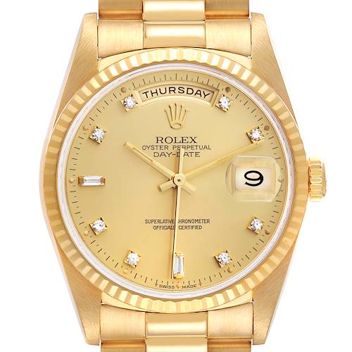 Photo of Rolex President Day-Date 36mm Yellow Gold Diamond Dial Mens Watch 18238