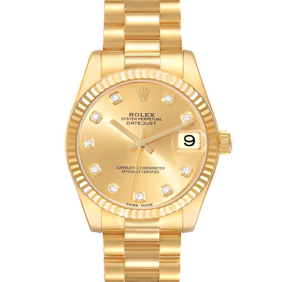 Rolex President Midsize Yellow Gold Diamond Dial Ladies Watch 178278 Box Card SwissWatchExpo