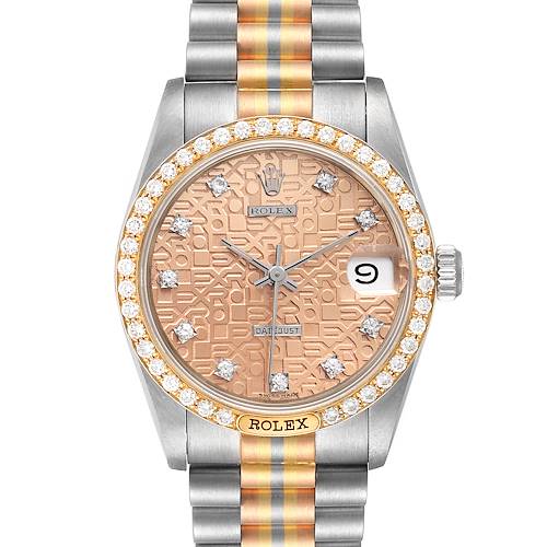 Photo of Rolex President Tridor 31mm Midsize White Yellow Rose Diamond Watch 68149
