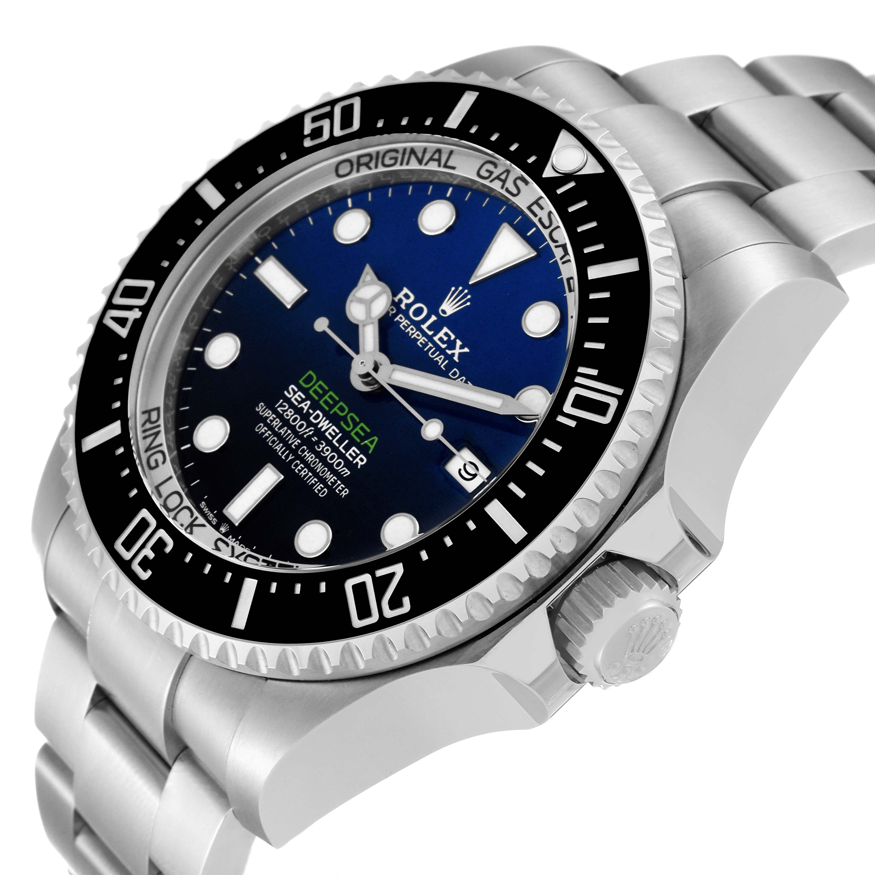 The image shows a Rolex Sea-Dweller 126660 Men's Stainless Steel Blue Dial 126660 Men's Stainless Steel Blue Dial watch at a three-quarter angle, highlighting the dial, bezel, and bracelet.