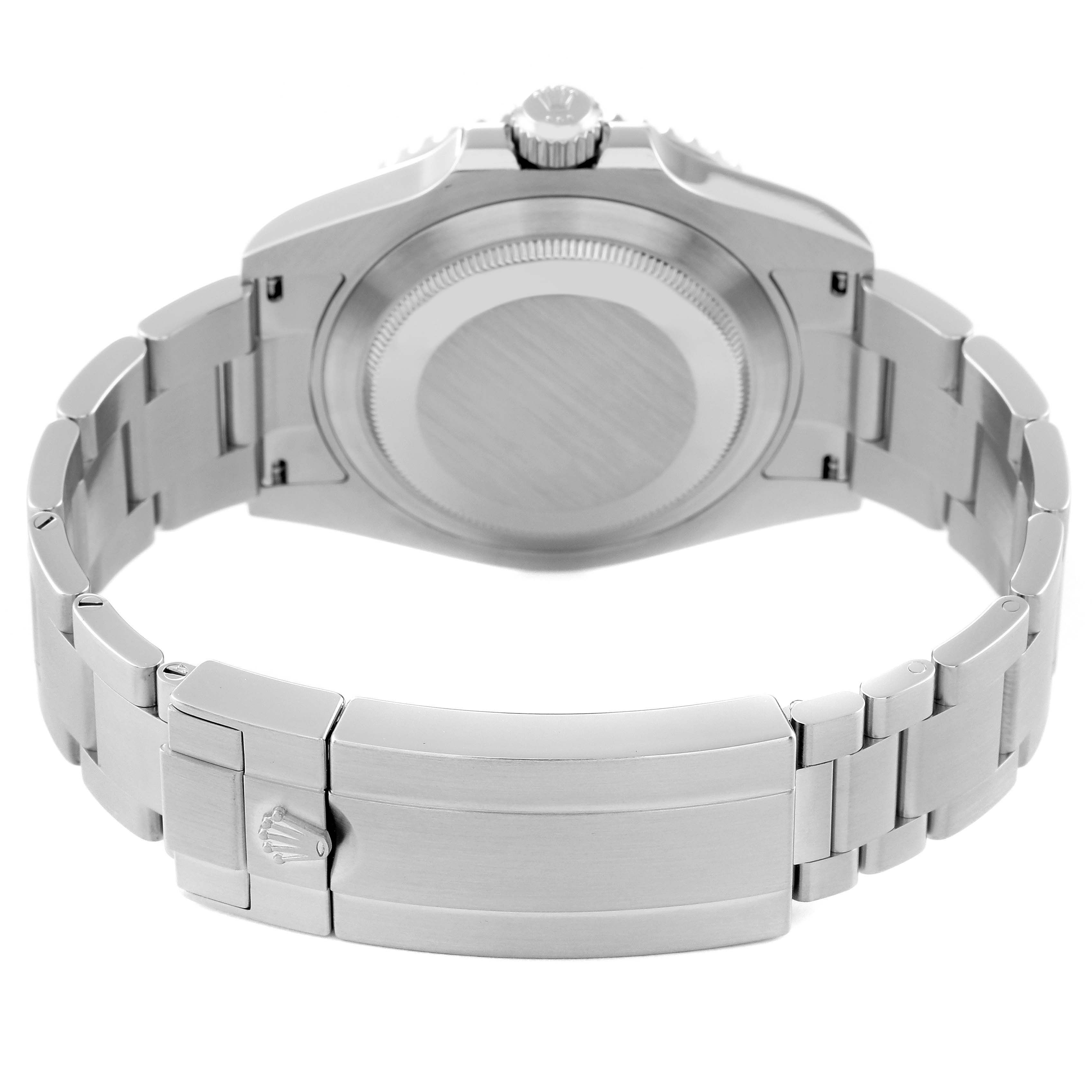 The image shows the back case and bracelet of a Rolex Submariner 124060 Men
s Stainless Steel Black Dial 124060 Men
s Stainless Steel Black Dial watch viewed from the rear.