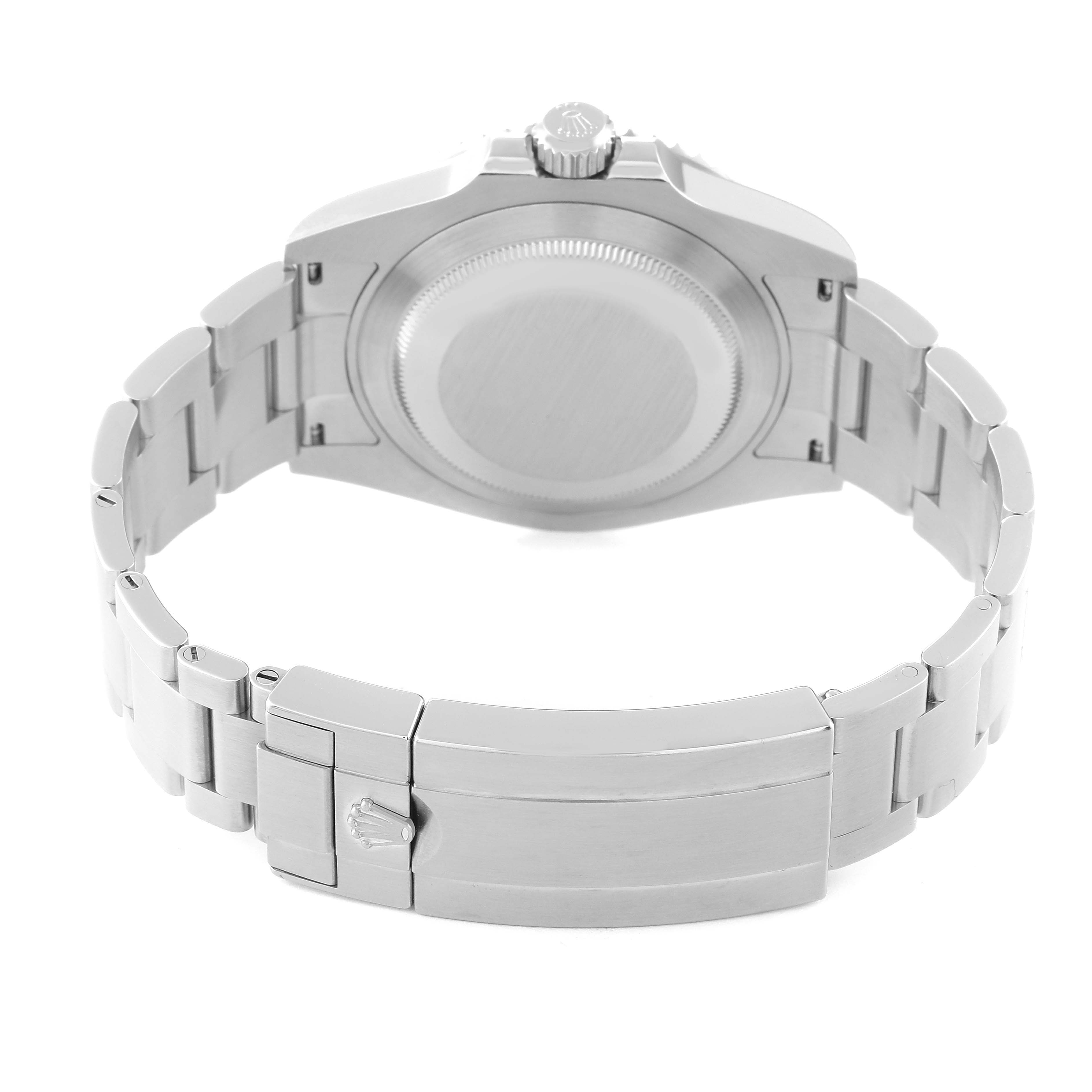 The image shows the back case and clasp of a Rolex Submariner 126610LV Men
s Stainless Steel Black Dial 126610LV Men
s Stainless Steel Black Dial watch from a rear angle.