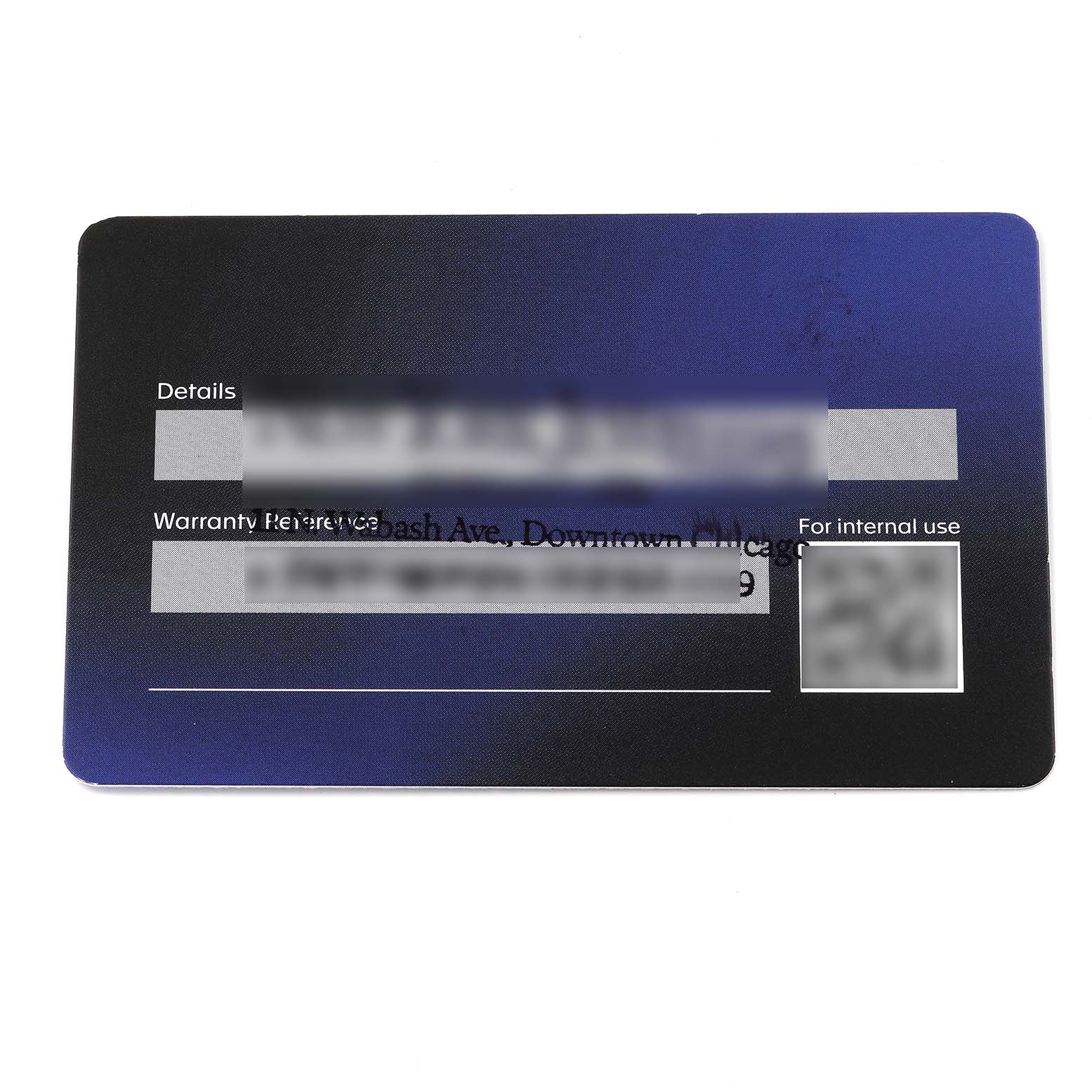 The image shows the warranty card for the Tag Heuer Aquaracer WBP1180.BF0000 Men's Titanium Black Dial WBP1180.BF0000 Men's Titanium Black Dial watch, viewed from the front.