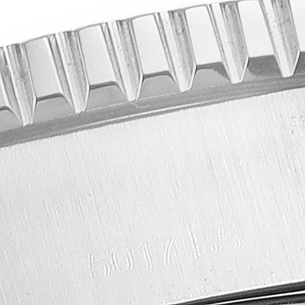 Close-up view of the engraved bezel's edge, alongside a visible serial number, of a Breitling Superocean A17392D8/C910 Men's Stainless Steel Black Dial A17392D8/C910 Men's Stainless Steel Black Dial watch.