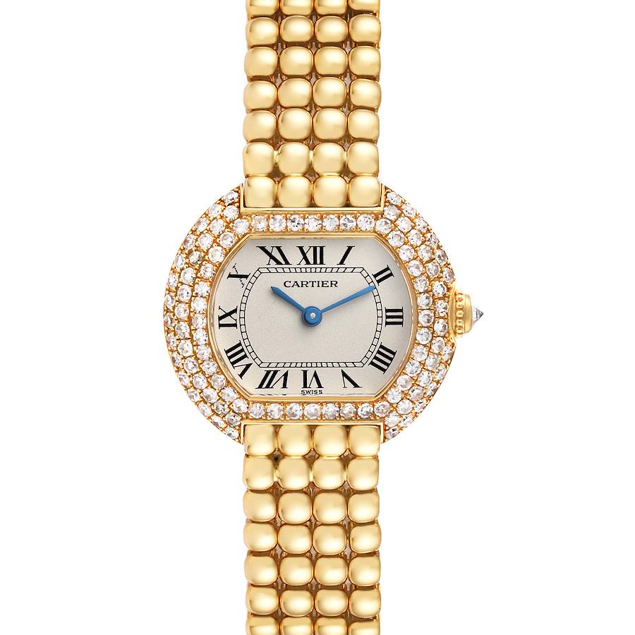 Cartier Ellipse Yellow Gold Diamond Bezel Ladies Watch 8660 SwissWatchExpo