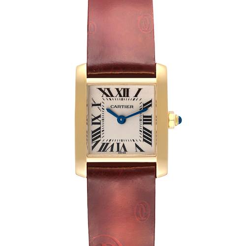 Photo of Cartier Tank Francaise Yellow Gold Burgundy Strap Ladies Watch W5000256