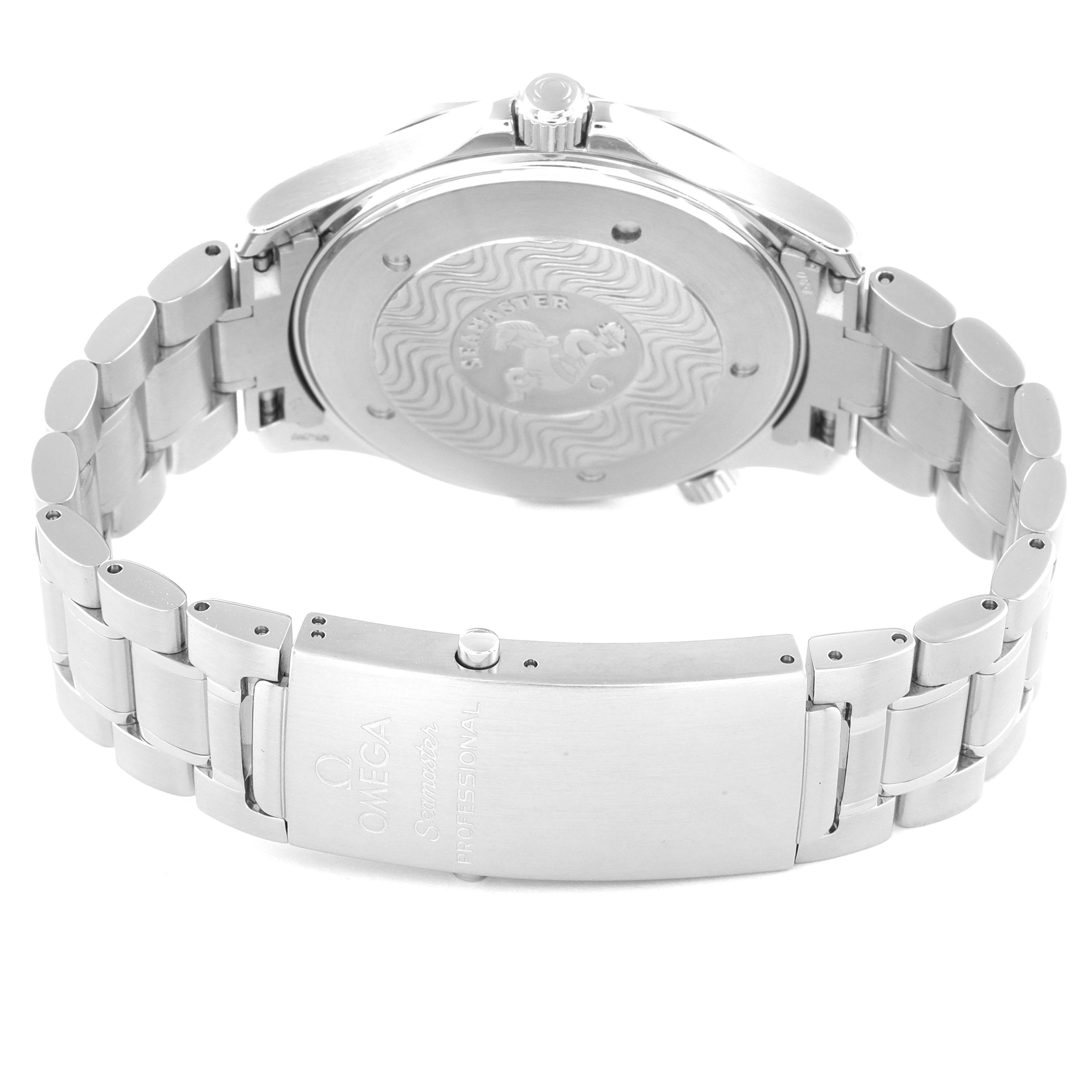 The image shows the back case and stainless steel bracelet of the Omega Seamaster 2264.50.00 Men's Stainless Steel Black Dial 2264.50.00 Men's Stainless Steel Black Dial watch.