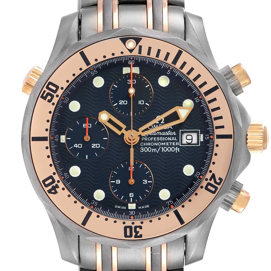 Omega Seamaster 41mm Titanium 18K Rose Gold Mens Watch 2296.80.00 Card SwissWatchExpo