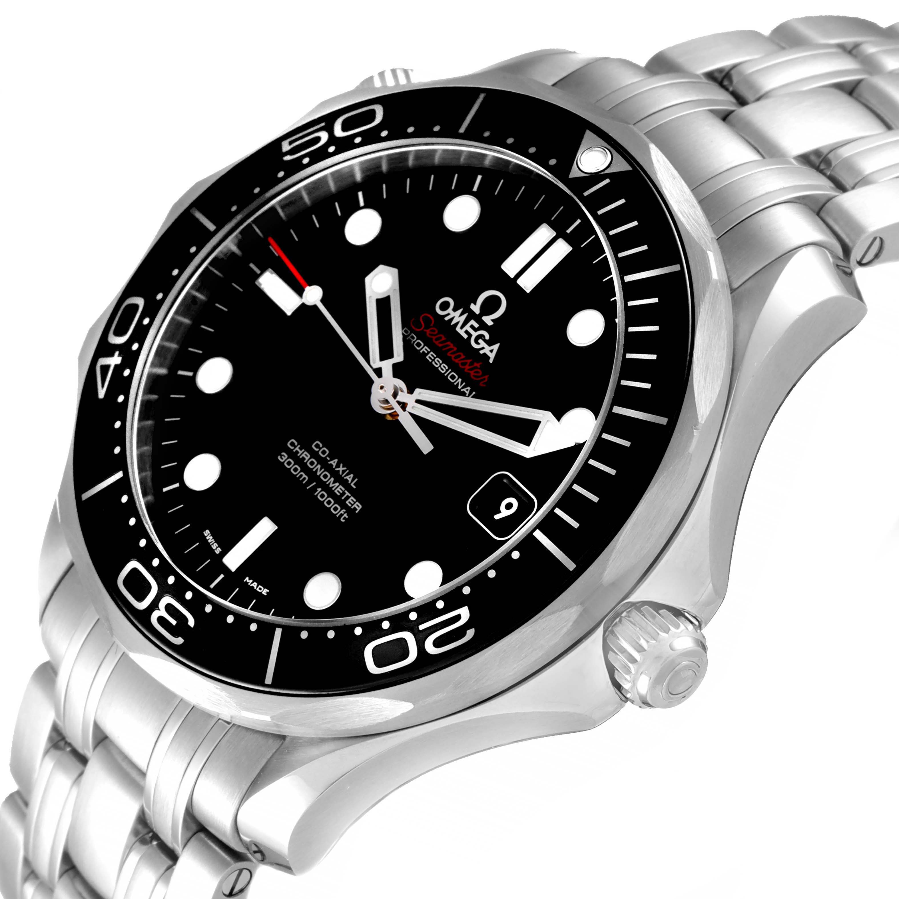 Omega Seamaster Co-Axial Black Dial Watch 212.30.41.20.01.003 Box Card ...