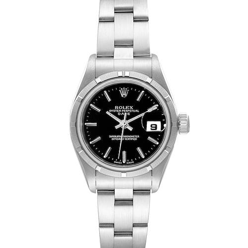 Photo of Rolex Date 26 Stainless Steel Black Baton Dial Ladies Watch 79190