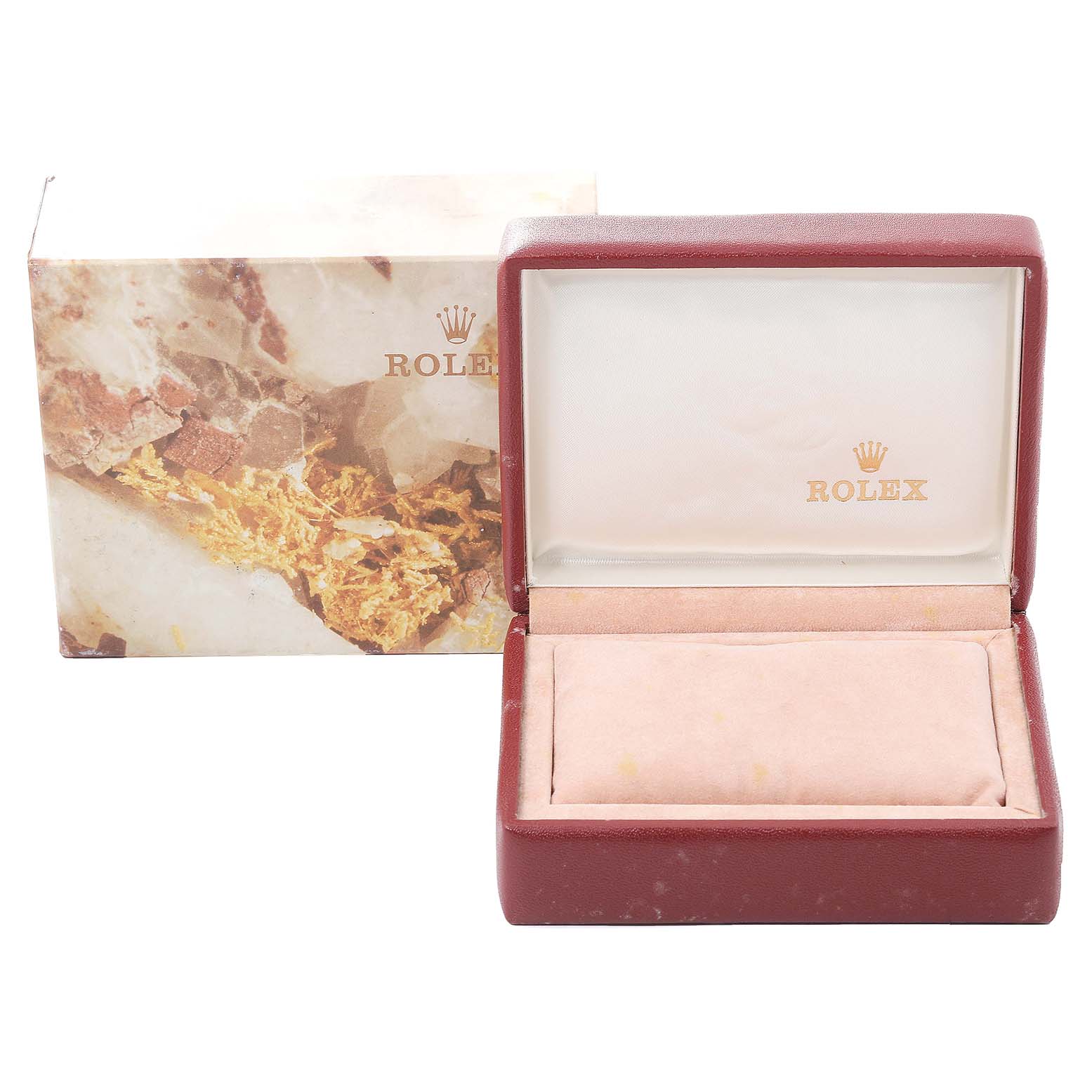 The image shows a Rolex Datejust 69173 Women's Steel and Gold (two tone) White Dial 69173 Women's Steel and Gold (two tone) White Dial watch box and its outer packaging both displaying the Rolex logo.