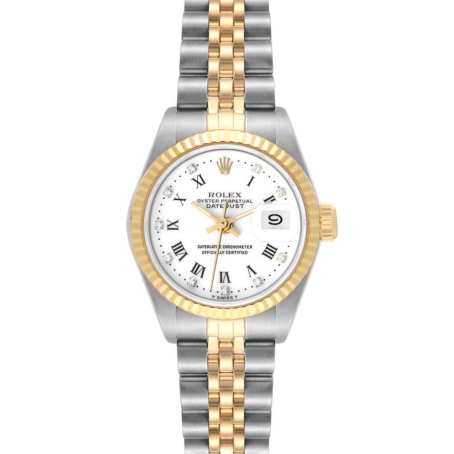 Rolex Datejust 26mm Steel Yellow Gold White Diamond Dial Ladies Watch 69173 SwissWatchExpo