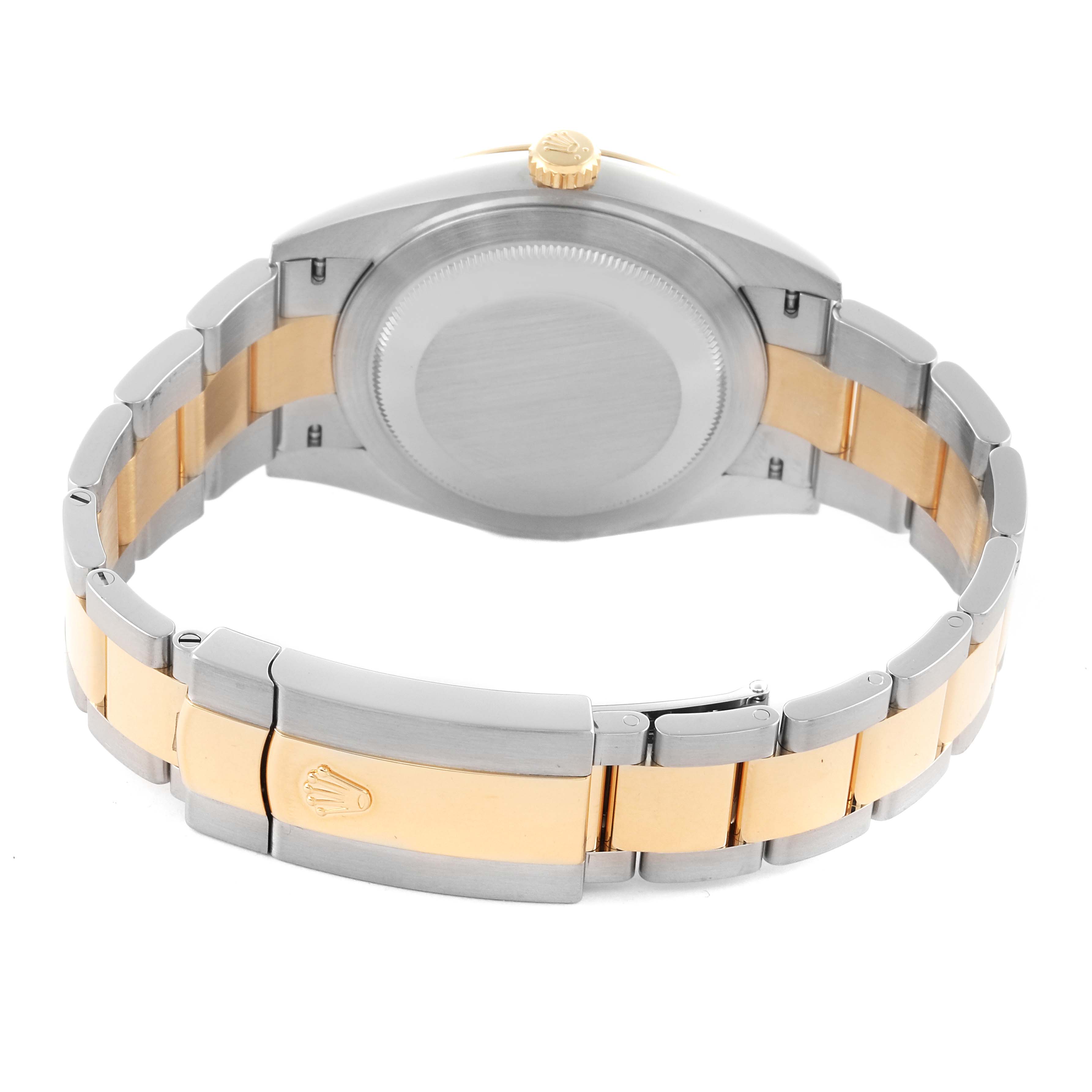 The image shows the back and clasp of the Rolex Datejust 41 126303 Men's Steel and Gold (two tone) Grey Dial 126303 Men's Steel and Gold (two tone) Grey Dial, highlighting its two-tone bracelet and case.