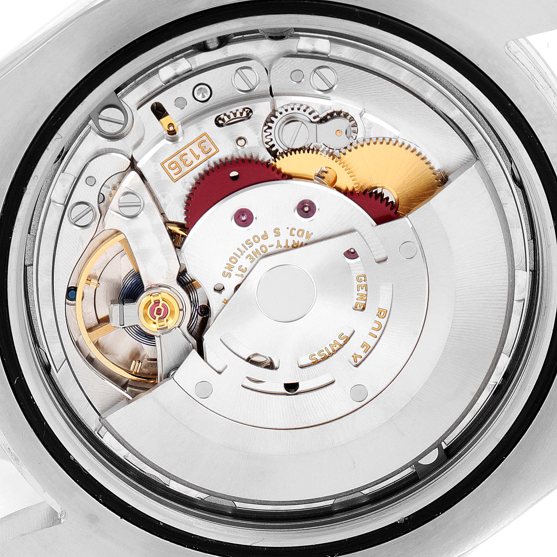 The image shows the internal mechanical movement of the Rolex Datejust 41 116300 Men's Stainless Steel Blue Dial 116300 Men's Stainless Steel Blue Dial watch from a detailed, close-up angle.