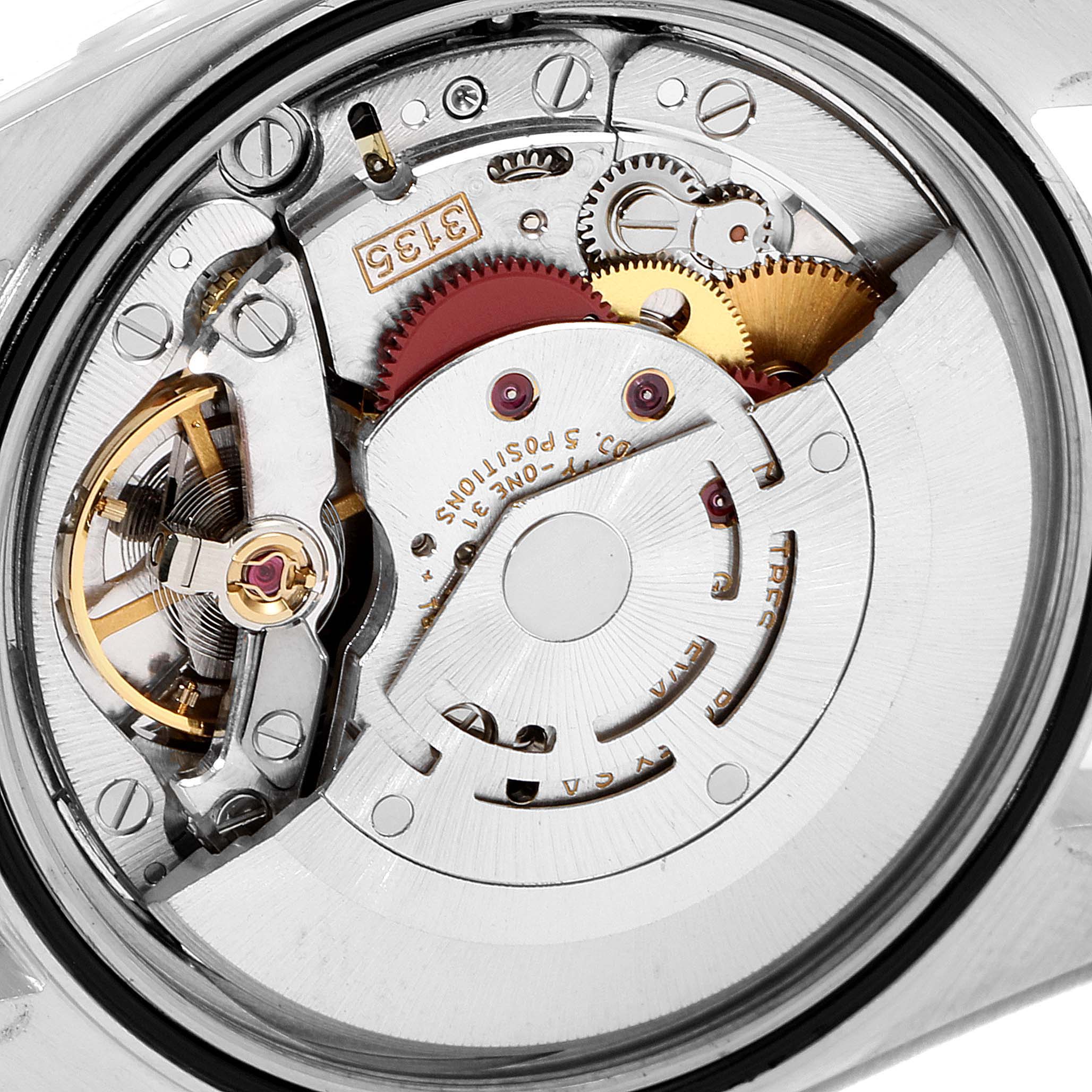 This image shows the movement mechanism of a Rolex Datejust 16234 Men's Stainless Steel Silver Dial 16234 Men's Stainless Steel Silver Dial watch at a close-up angle.