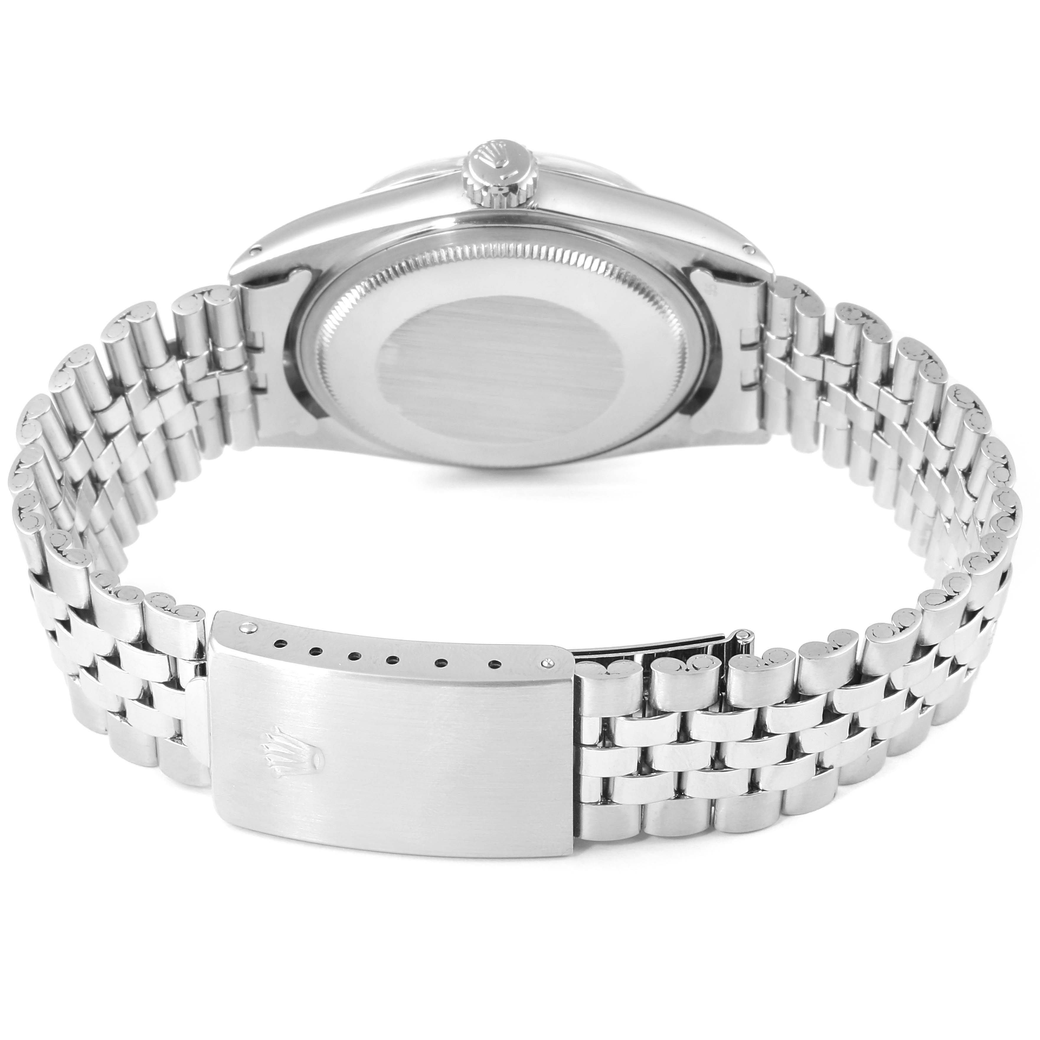 This image shows the back view of a Vintage Collection Rolex watch, focusing on its case back and Jubilee bracelet with a clasp.