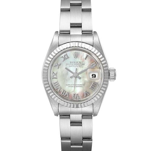 Photo of Rolex Datejust Steel White Gold MOP Dial Ladies Watch 69174 Papers