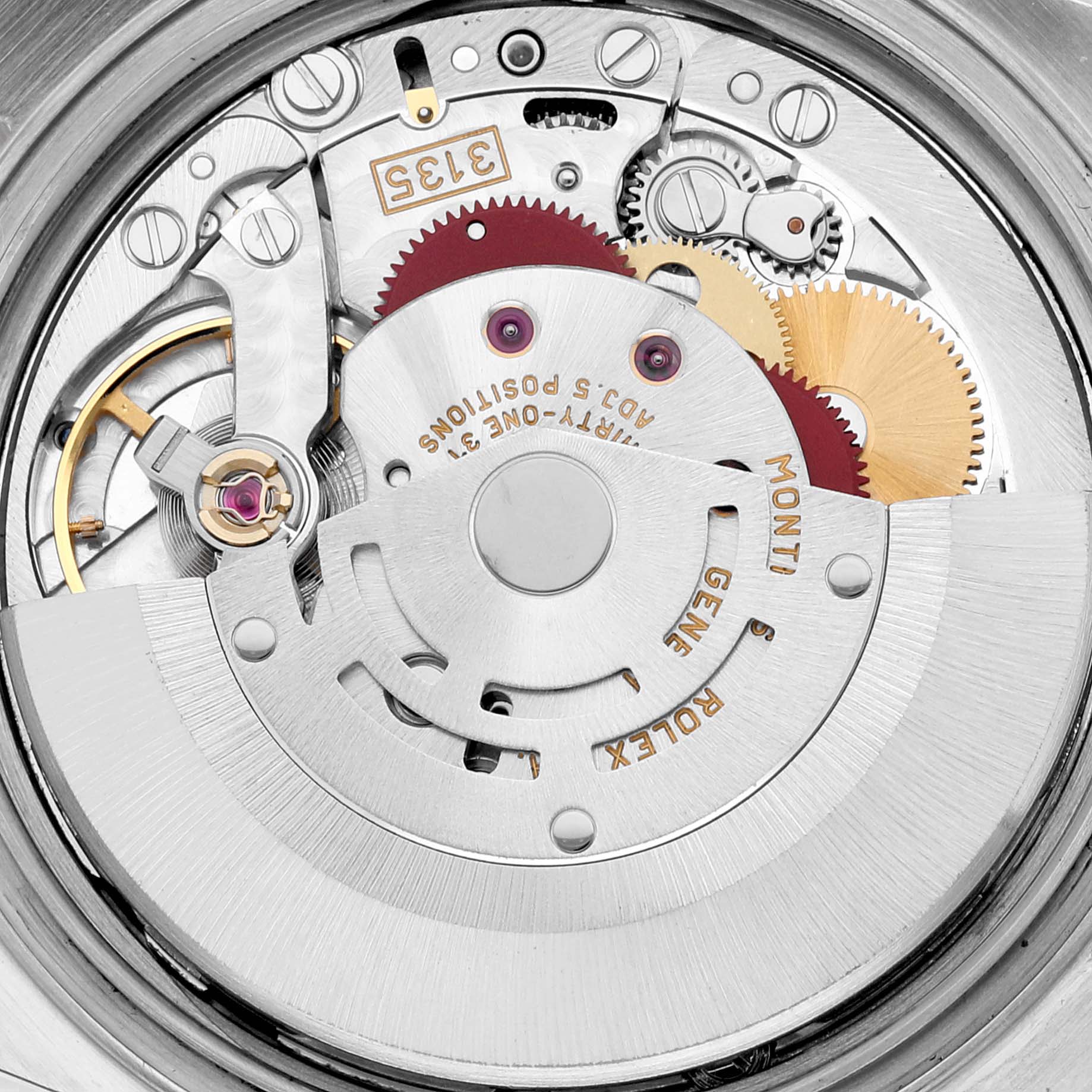 This image shows a close-up of the Rolex Turn-o-Graph 16263 Men's Steel and Gold (two tone) Black Dial 16263 Men's Steel and Gold (two tone) Black Dial's internal movement and mechanical components.