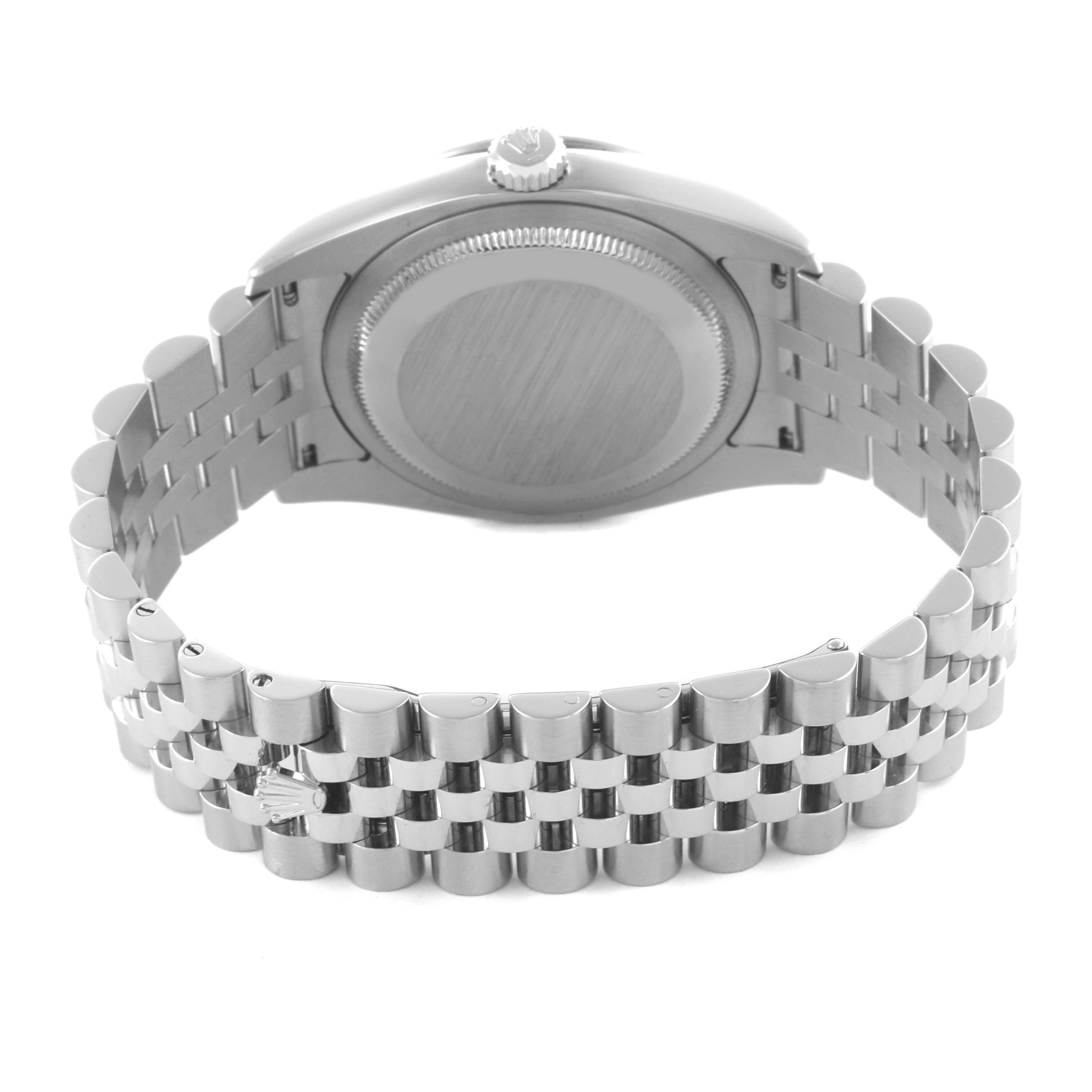 The image shows the back and bracelet of the Rolex Turn-o-Graph 116264 Men
s Stainless Steel Blue Dial 116264 Men
s Stainless Steel Blue Dial watch from a rear angle.