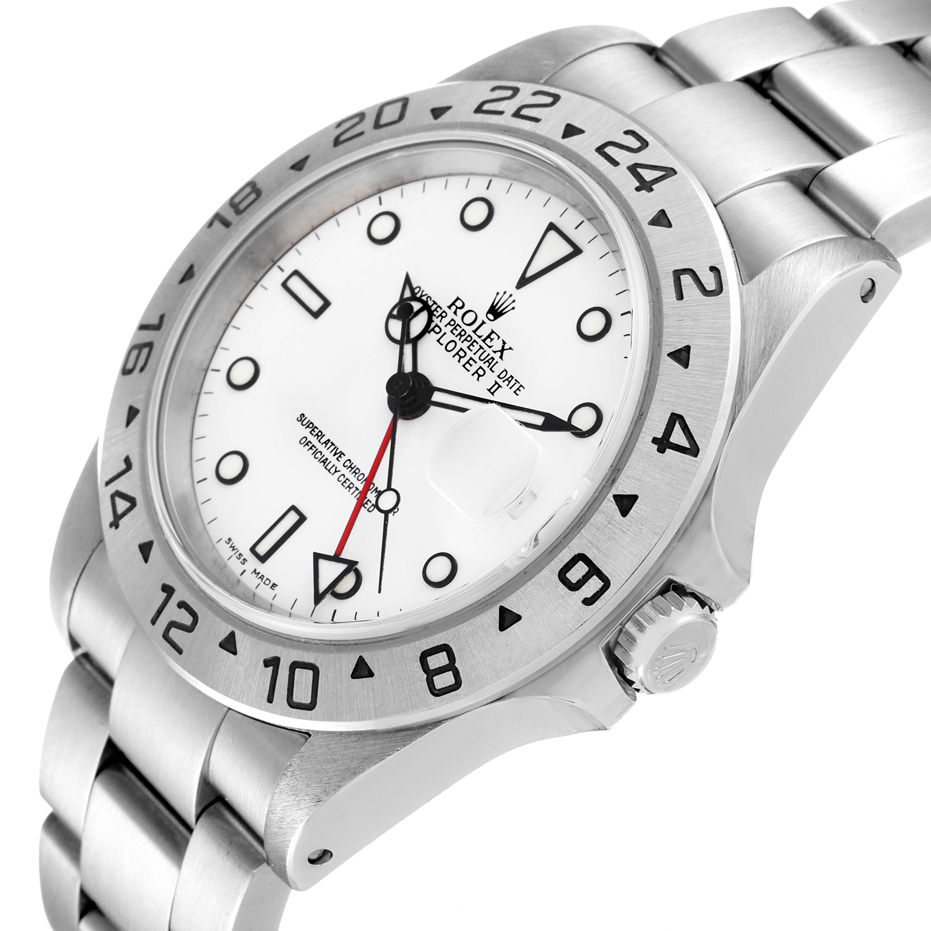 This image shows a Rolex Explorer 16570 Men's Stainless Steel White Dial 16570 Men's Stainless Steel White Dial watch at an oblique angle, highlighting the face, bezel, crown, and bracelet.