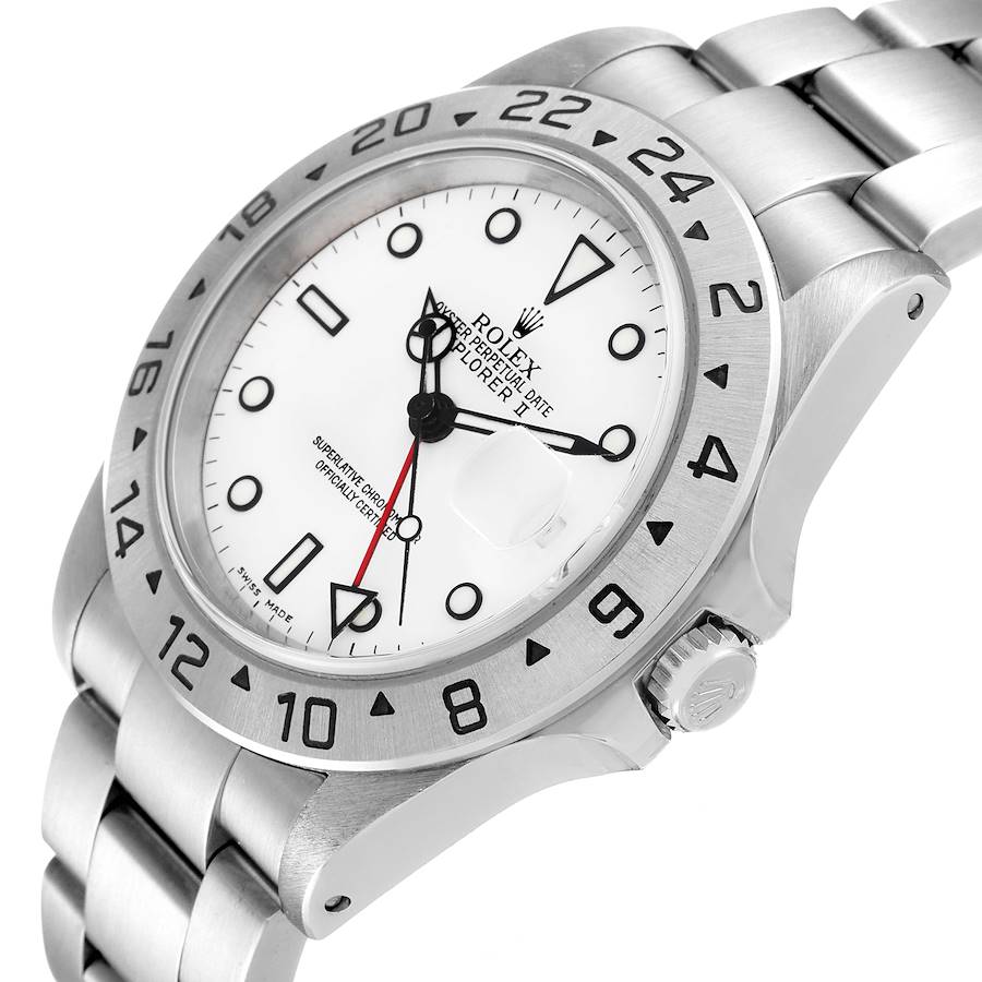 Rolex Explorer II 40mm White Dial Steel Mens Watch 16570 SwissWatchExpo