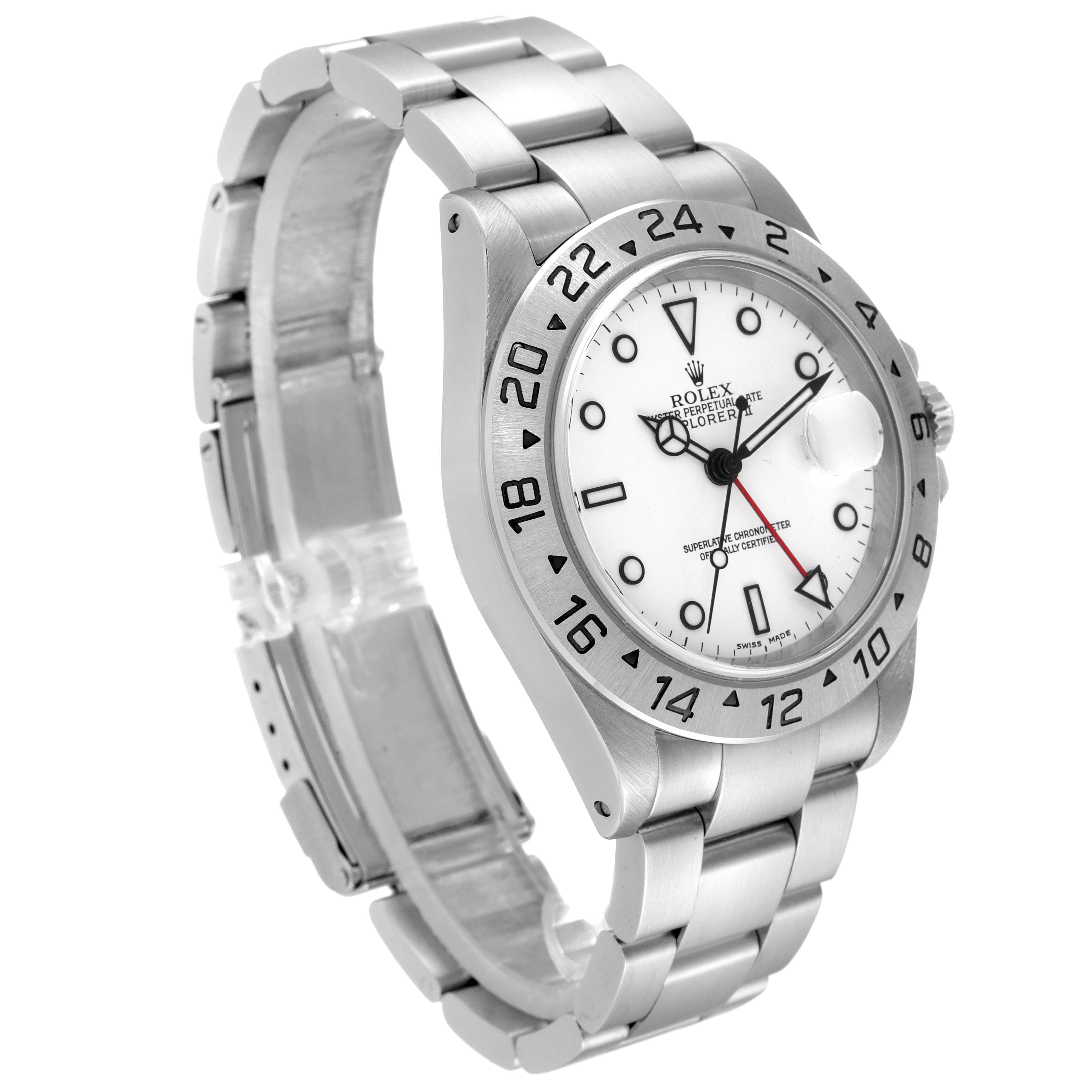 The image shows a Rolex Explorer 16570 Men's Stainless Steel White Dial 16570 Men's Stainless Steel White Dial watch from a three-quarter angle, displaying the dial, bezel, case, and bracelet.