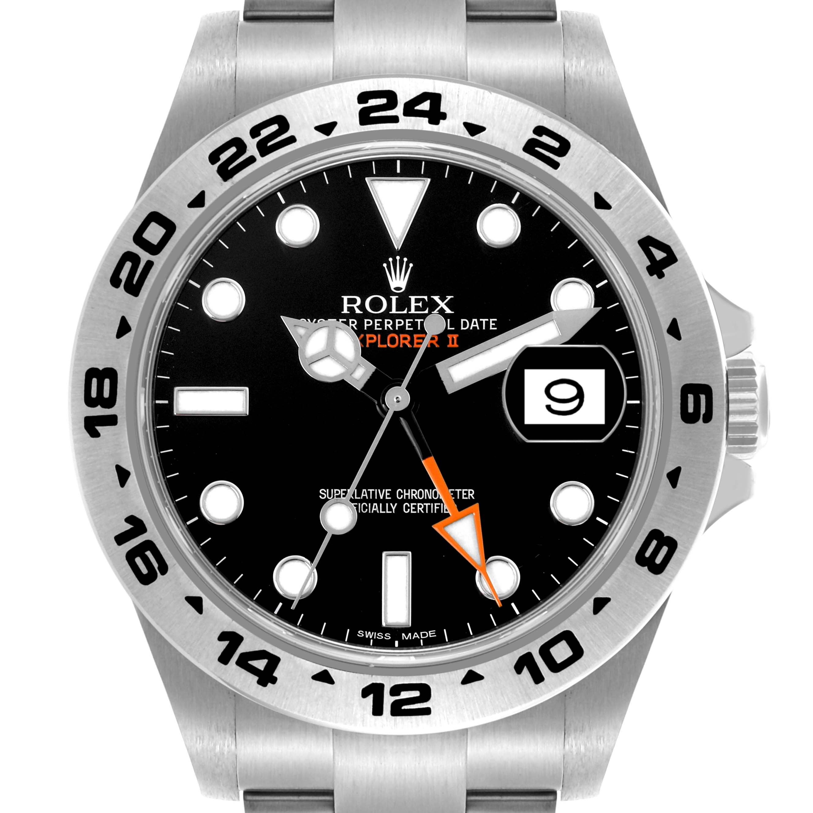 The Rolex Explorer 216570 Men's Stainless Steel Black Dial 216570 Men's Stainless Steel Black Dial watch is shown from the front, highlighting the black dial, hands, date window, and bezel.