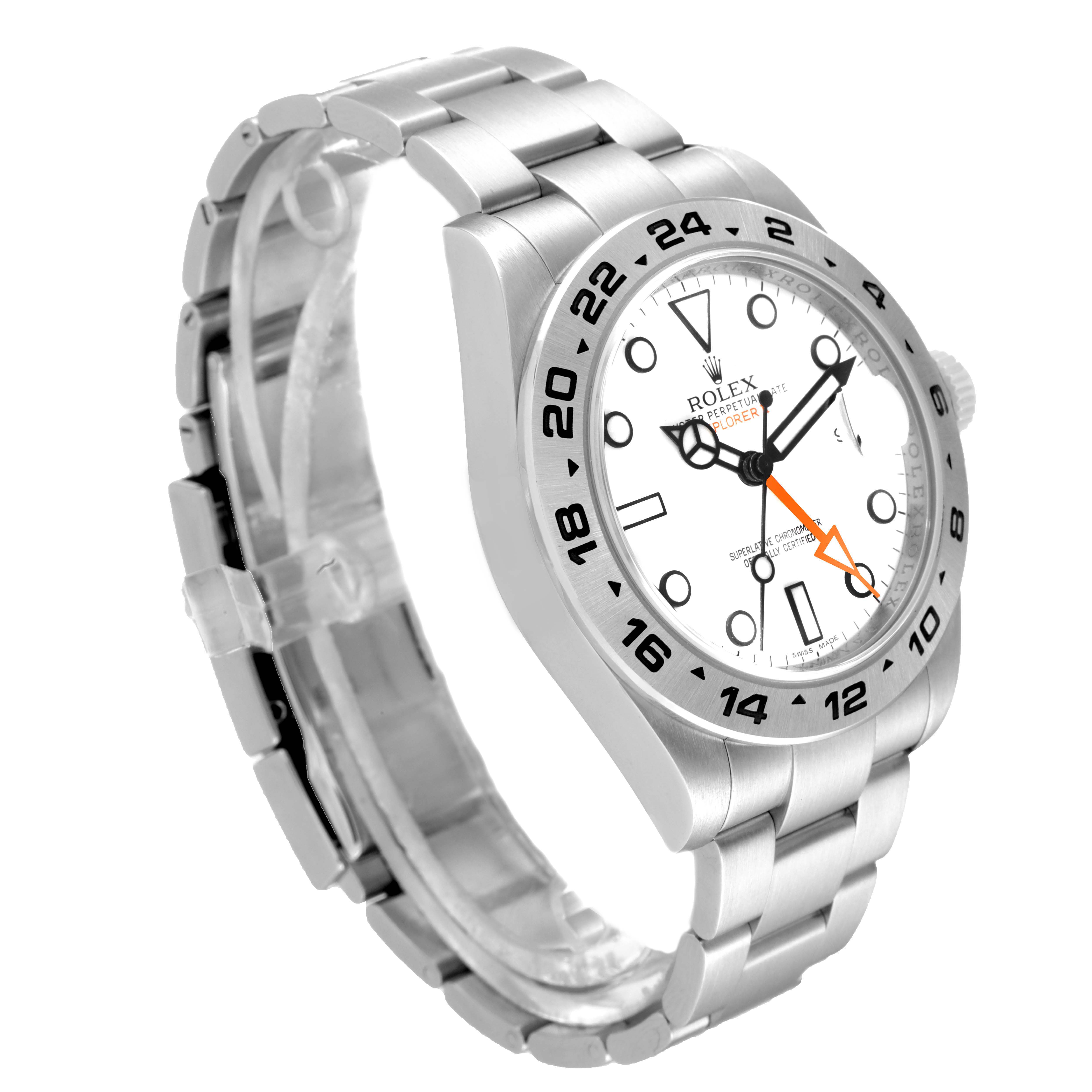 The image shows a Rolex Explorer 216570 Men's Stainless Steel White Dial 216570 Men's Stainless Steel White Dial model watch at a three-quarter angle, highlighting the dial, bezel, and bracelet.