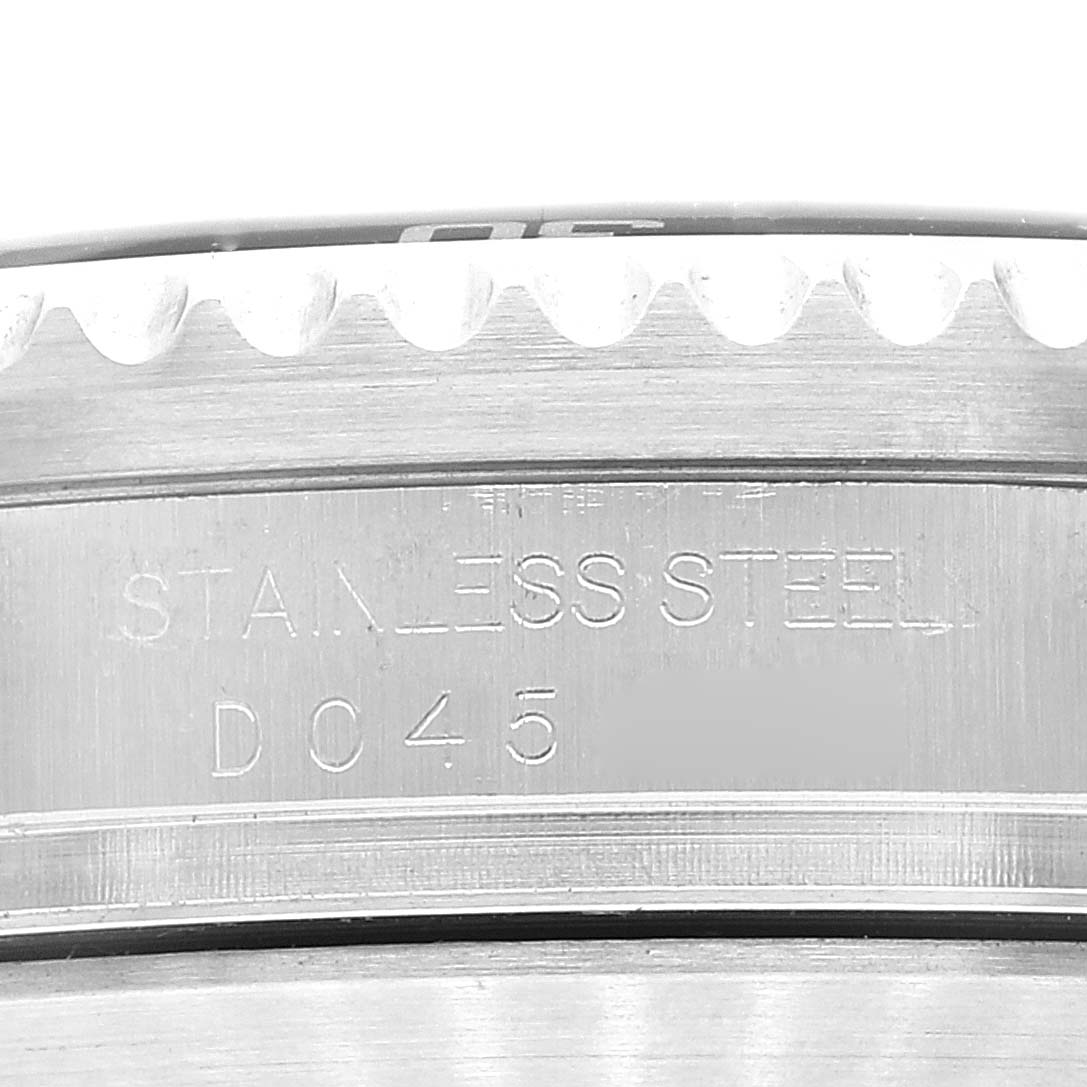 This image shows a close-up of the side engraving on a stainless steel Rolex Sea-Dweller 16600T Men
s Stainless Steel Black Dial 16600T Men
s Stainless Steel Black Dial watch, focusing on the bezel and case.