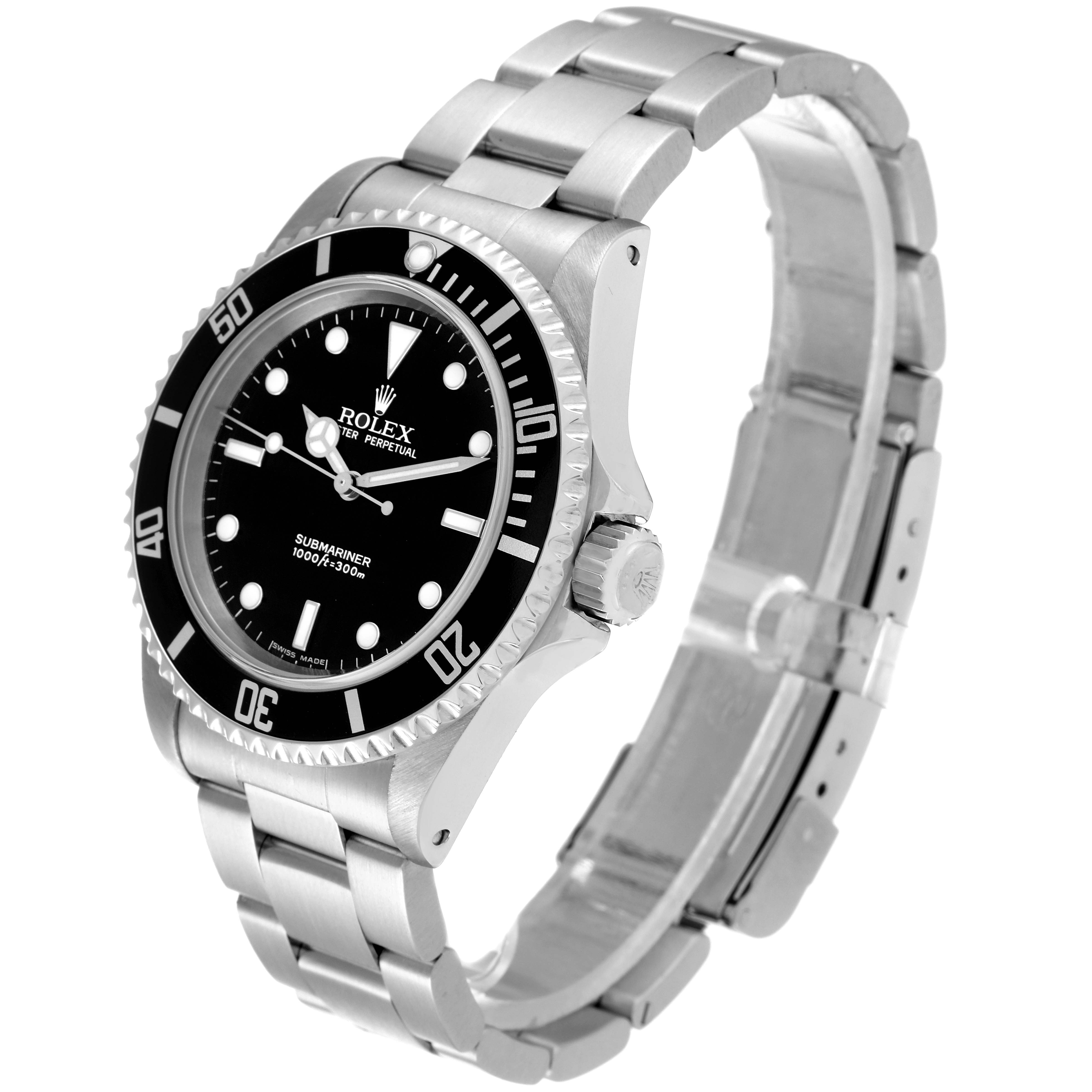 The image shows a Rolex Submariner 14060M Men's Stainless Steel Black Dial 14060M Men's Stainless Steel Black Dial watch at an angle highlighting the front face, bezel, crown, and bracelet.