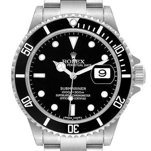 Photo of Rolex Submariner Date Black Dial Steel Mens Watch 16610 Box Card