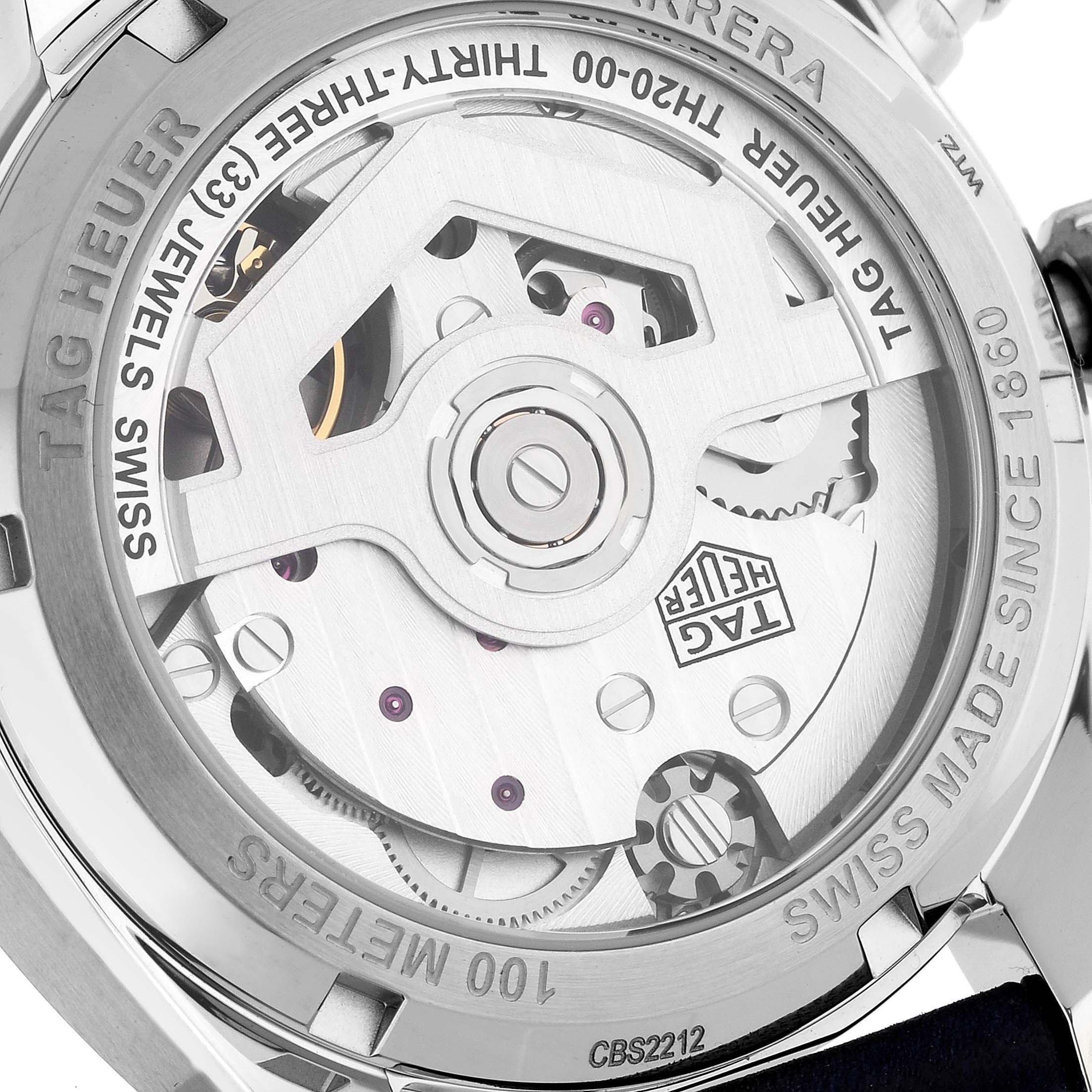 The image shows the movement and inner workings of the Tag Heuer Carrera CBS2212.FC6535 Men's Stainless Steel Blue Dial CBS2212.FC6535 Men's Stainless Steel Blue Dial watch, viewed from the back.