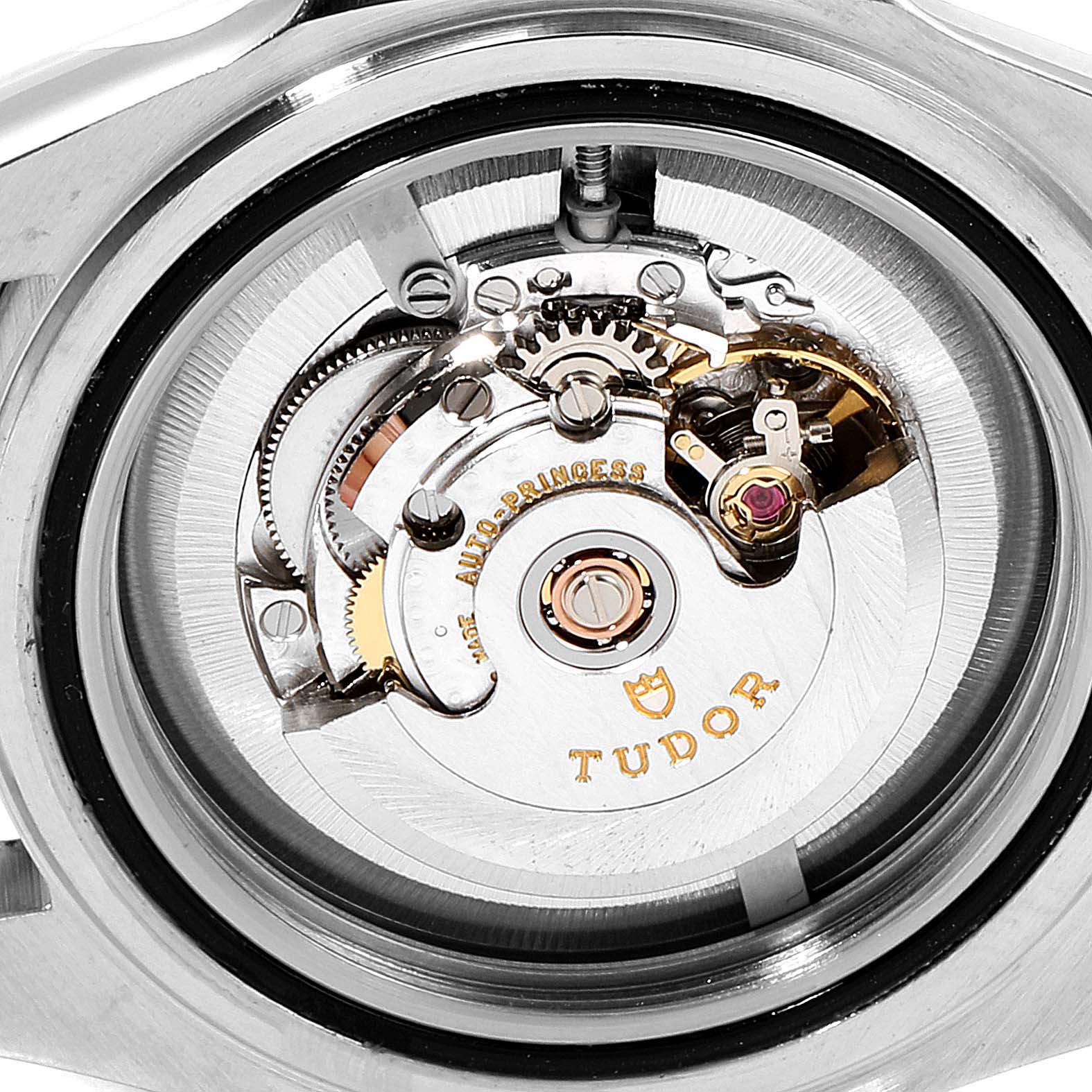 This image shows the inner mechanical movement of the Tudor Prince watch from a rear angle without the case back.